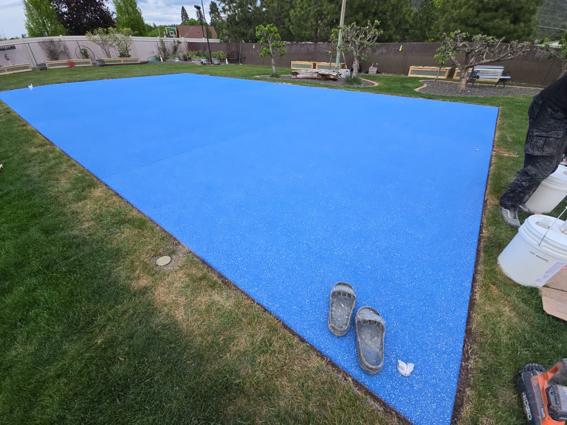 Sports Court Transformation using Ocean Hybrid by Croc Coatings, LLC