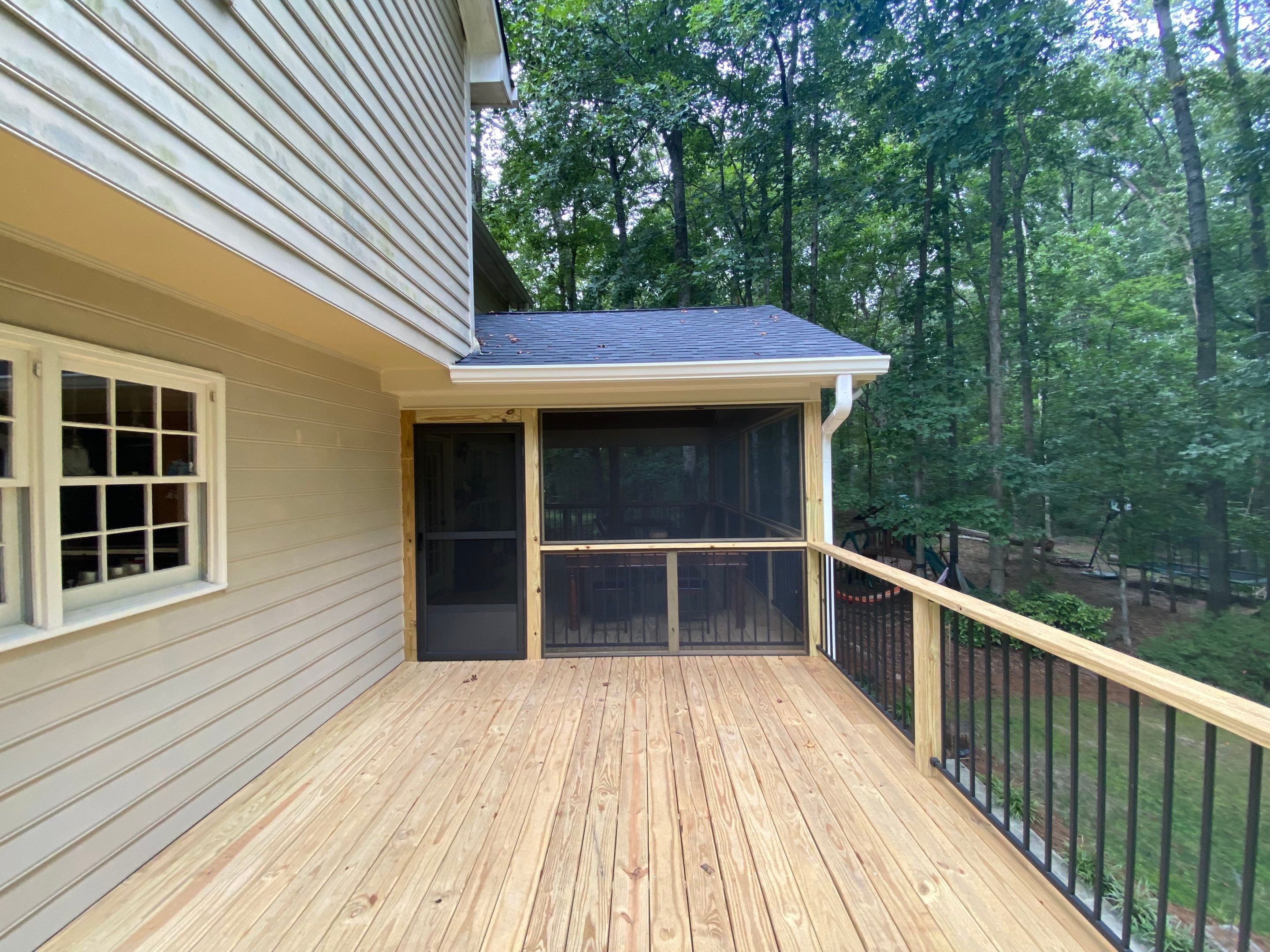Custom Elevated Wood Deck and Screened Porch in Marietta by Swift Home Renovations