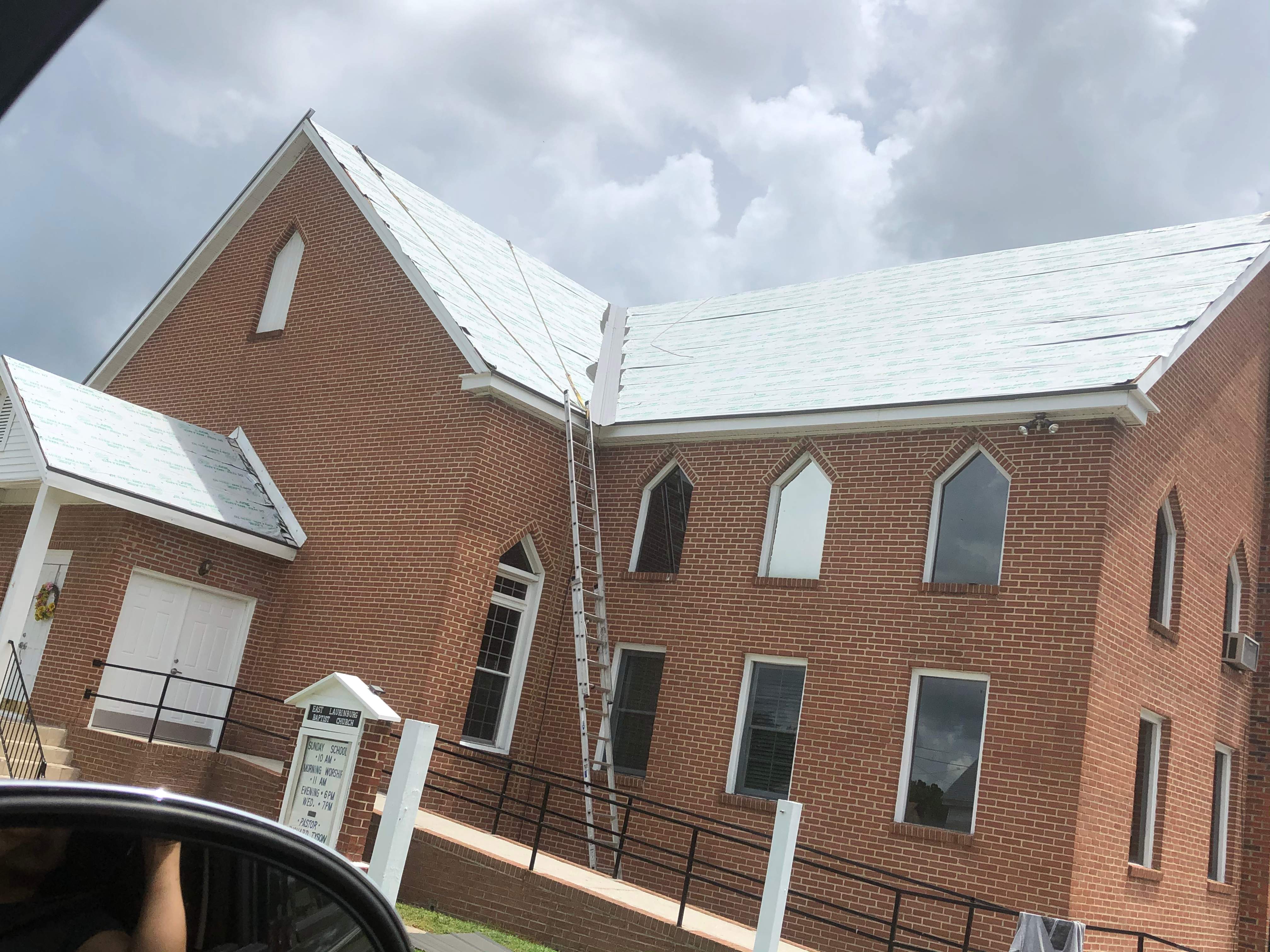 Commercial Roofing Installation - East Laurinburg Baptist Church by American Roofing NC