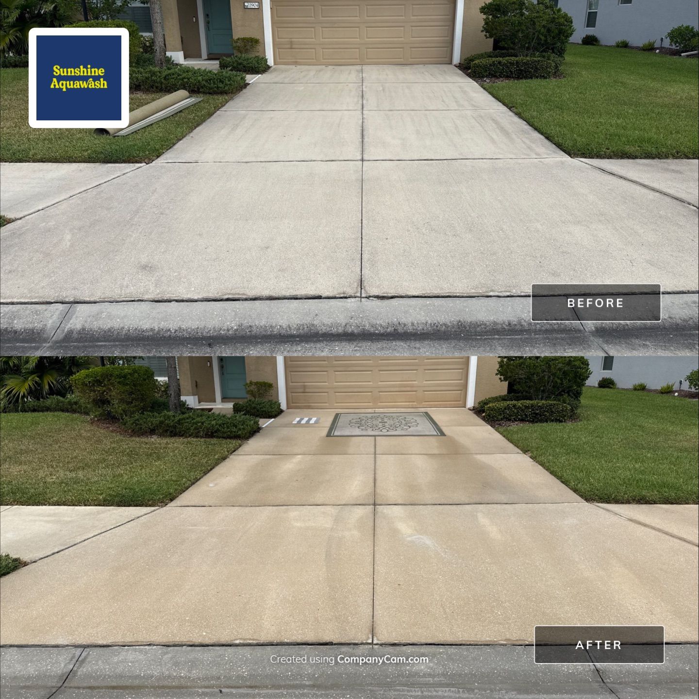 Driveway, Sidewalk & Lanai Cleaning Transformation | Forest Creek Parrish, FL by Sunshine AquaWash