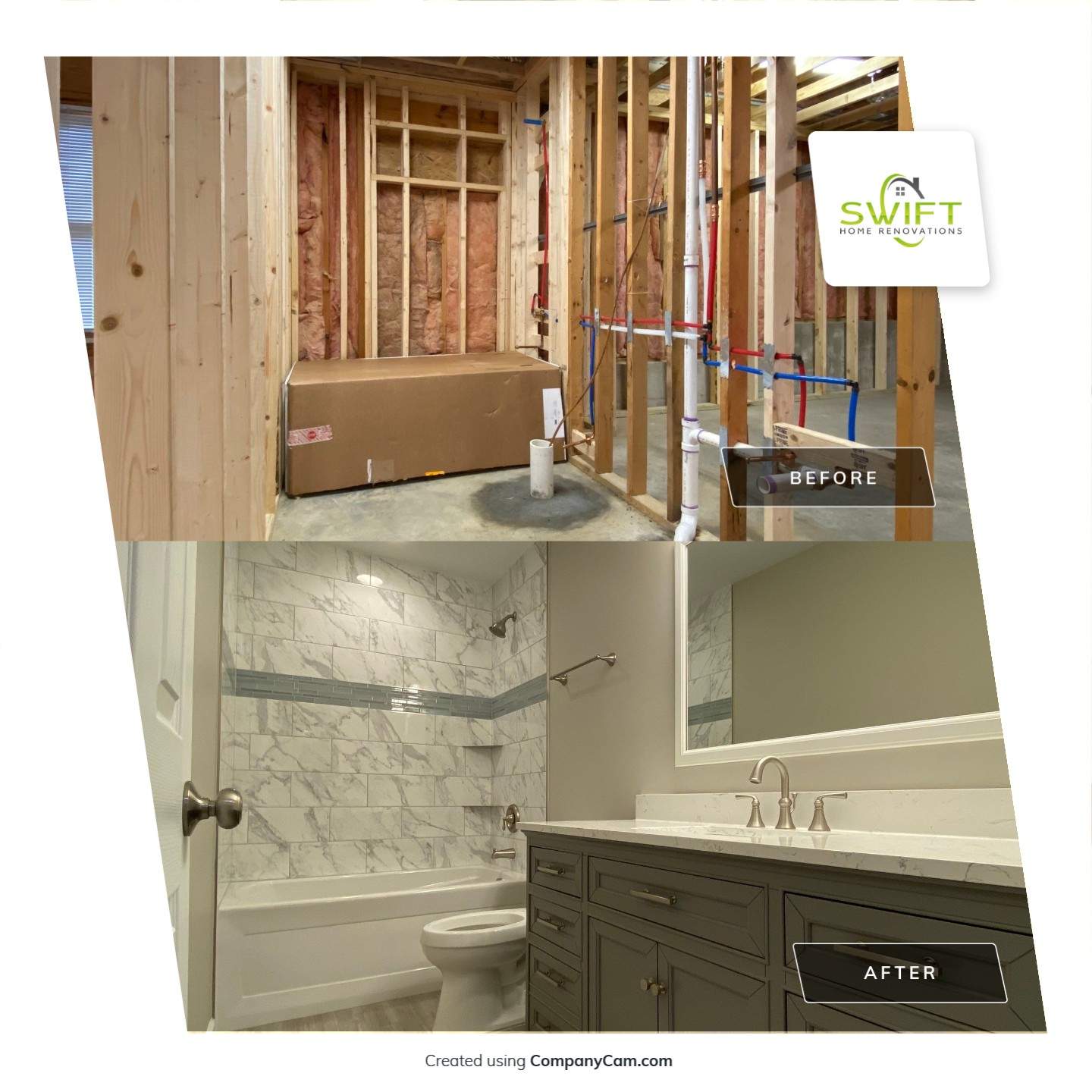 Acworth Basement Transformation With Wet Bar and Stone Fireplace by Swift Home Renovations