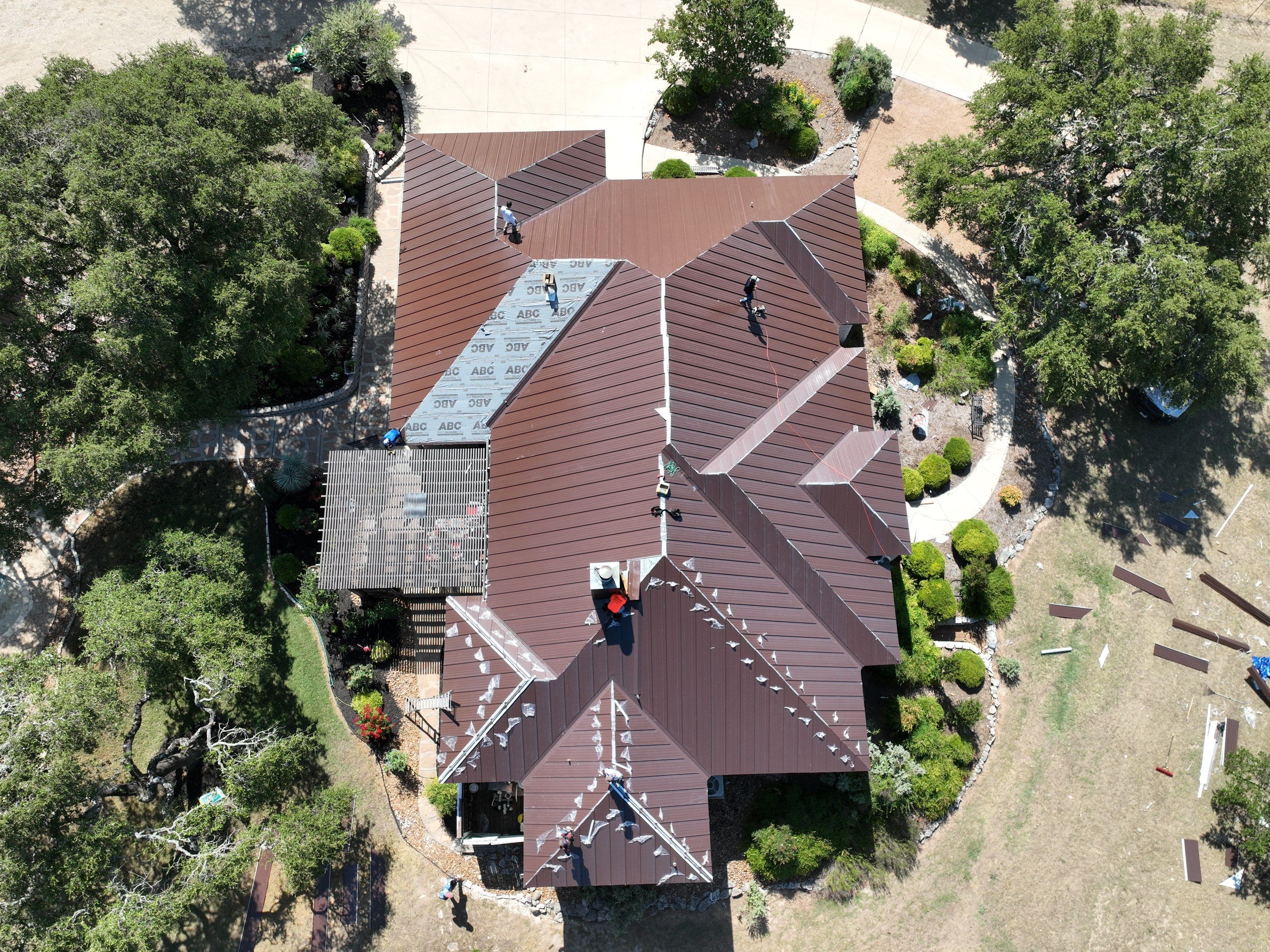 Residential Metal Roof Installation using McElroy Metal by Premier Roofing and Contracting