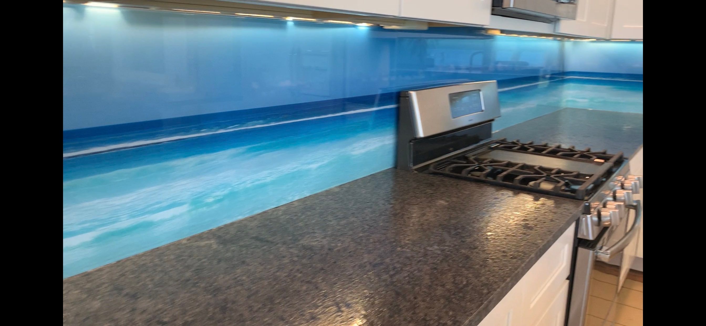 Kitchen Remodel using Maui Beach IMAGIO Solid Glass Backsplash by IMAGIO
