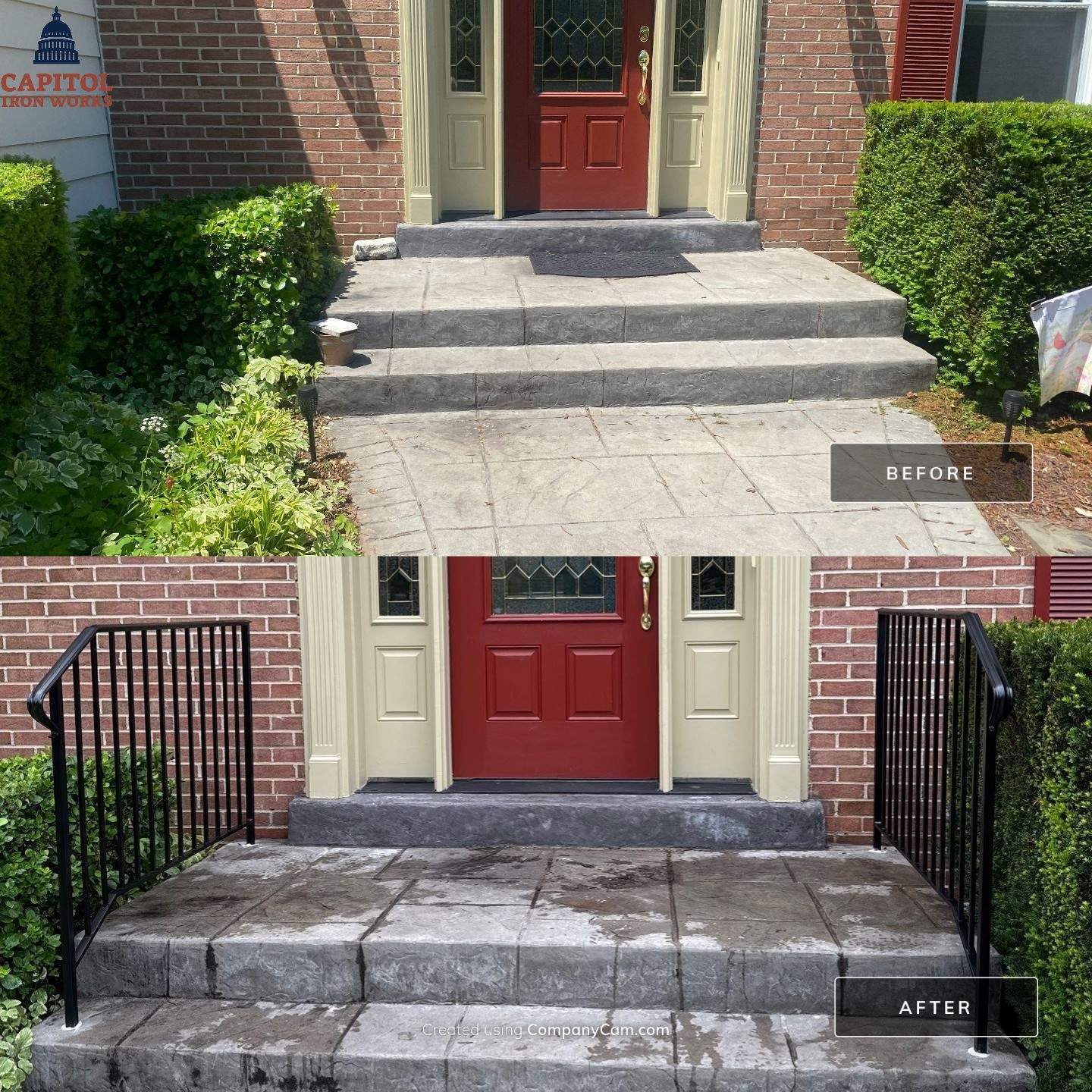 Residential Front Entry –Traditional Iron Exterior Railings - Brookeville, MD by Capitol Iron Works