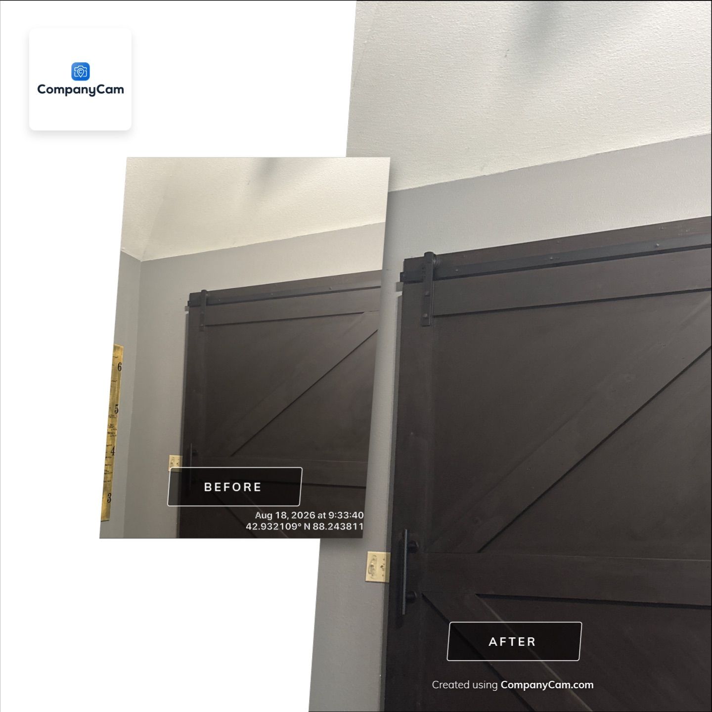 Interior Renovation Featuring Barn Door Installation in Waukesha by CompanyCam Sales Demo