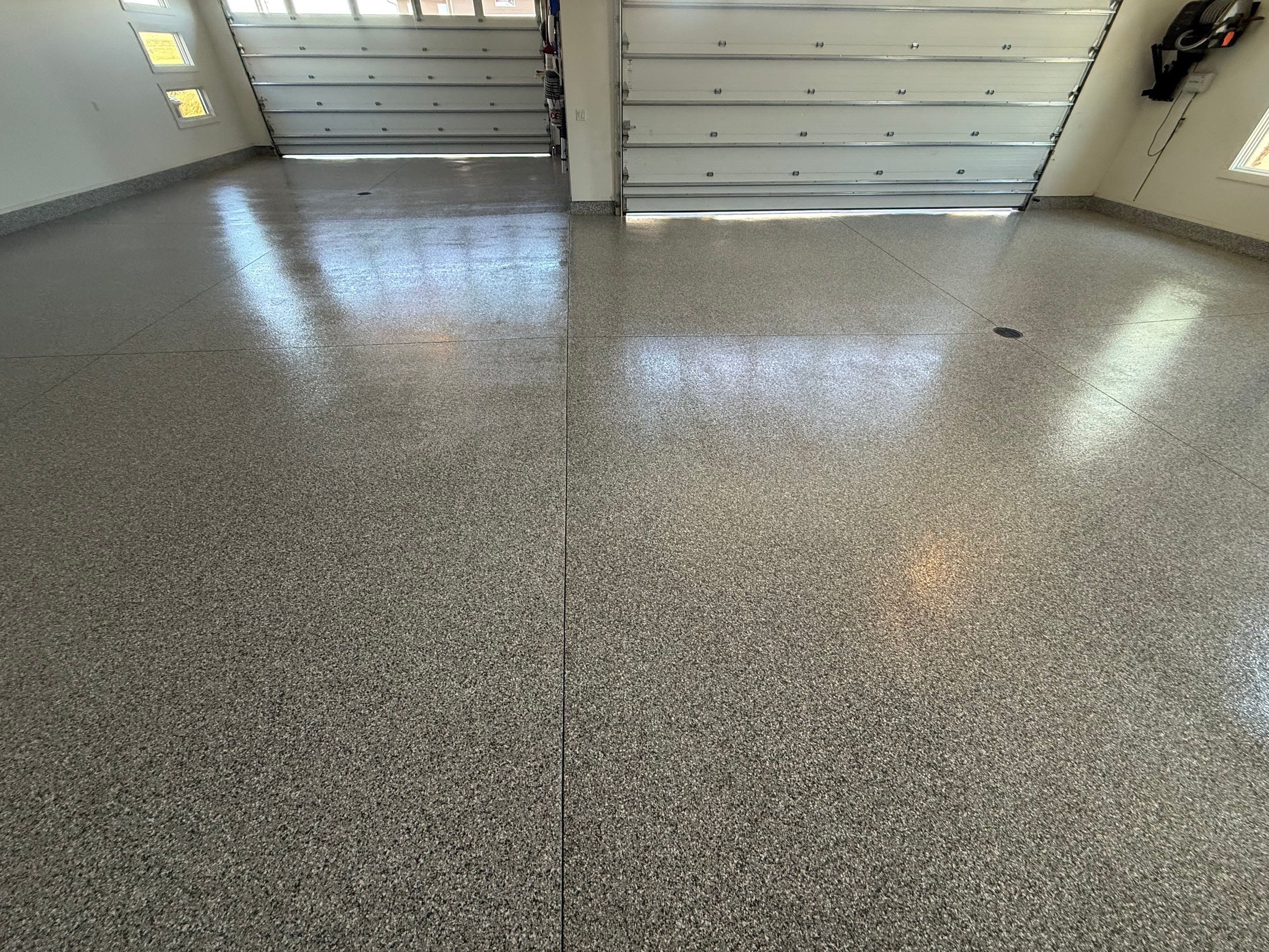 Gravel Flake Garage Floor Coating in Yankton by Select Painting, Coatings & Garage Cabinets