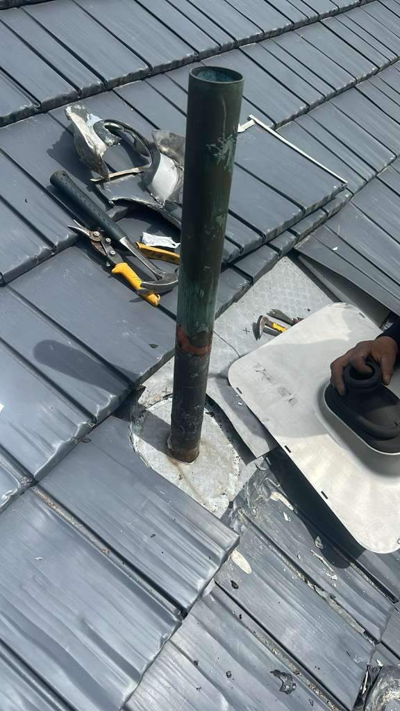 Vent Pipe Flashing Replacement + Antenna Bracket Relocation by Mighty Dog Roofing of Greater Middlesex County