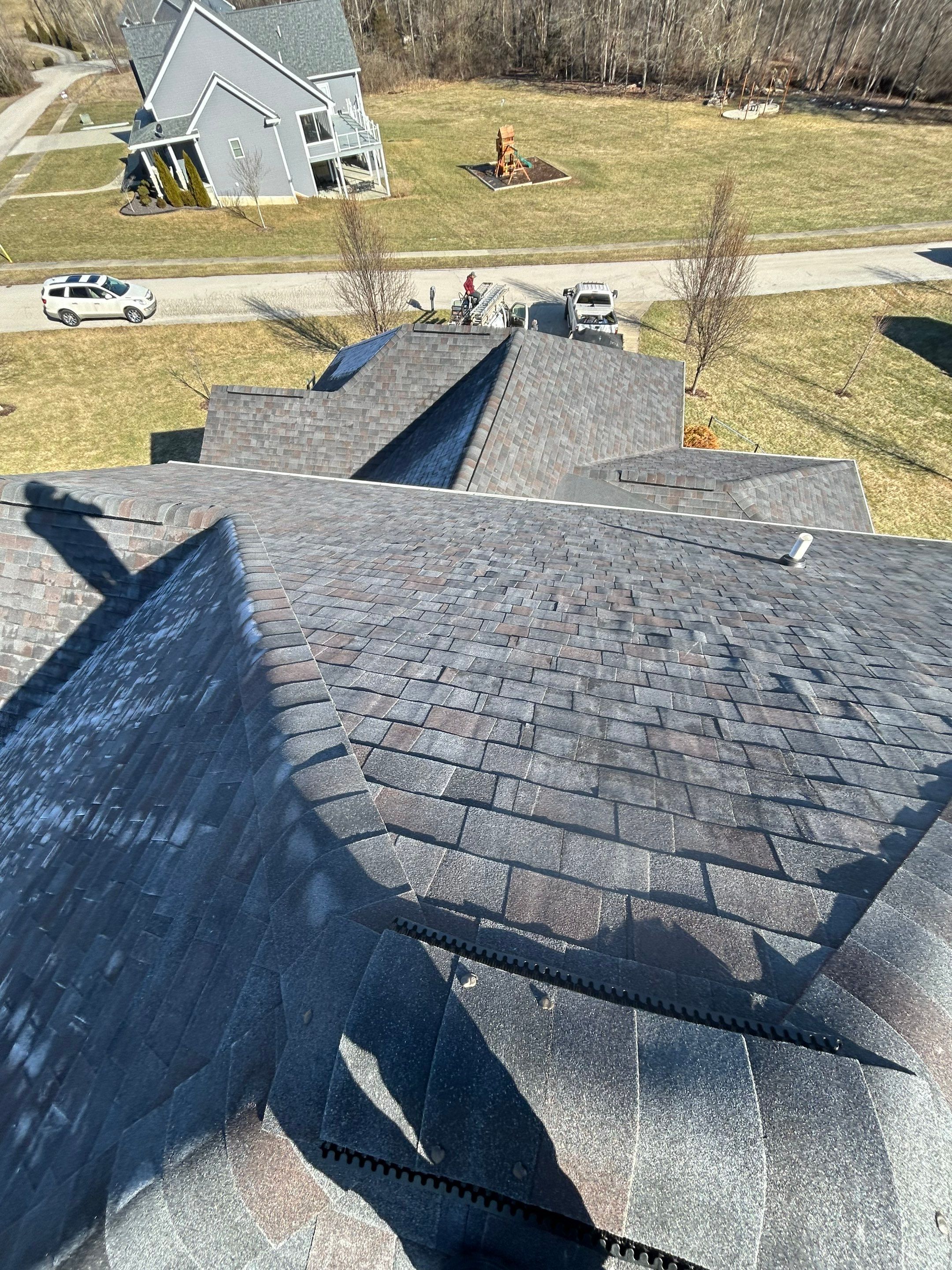 Residential Roofing Installation using Malarkey Vista AR Shingles (Black Oak) by Koontz Construction