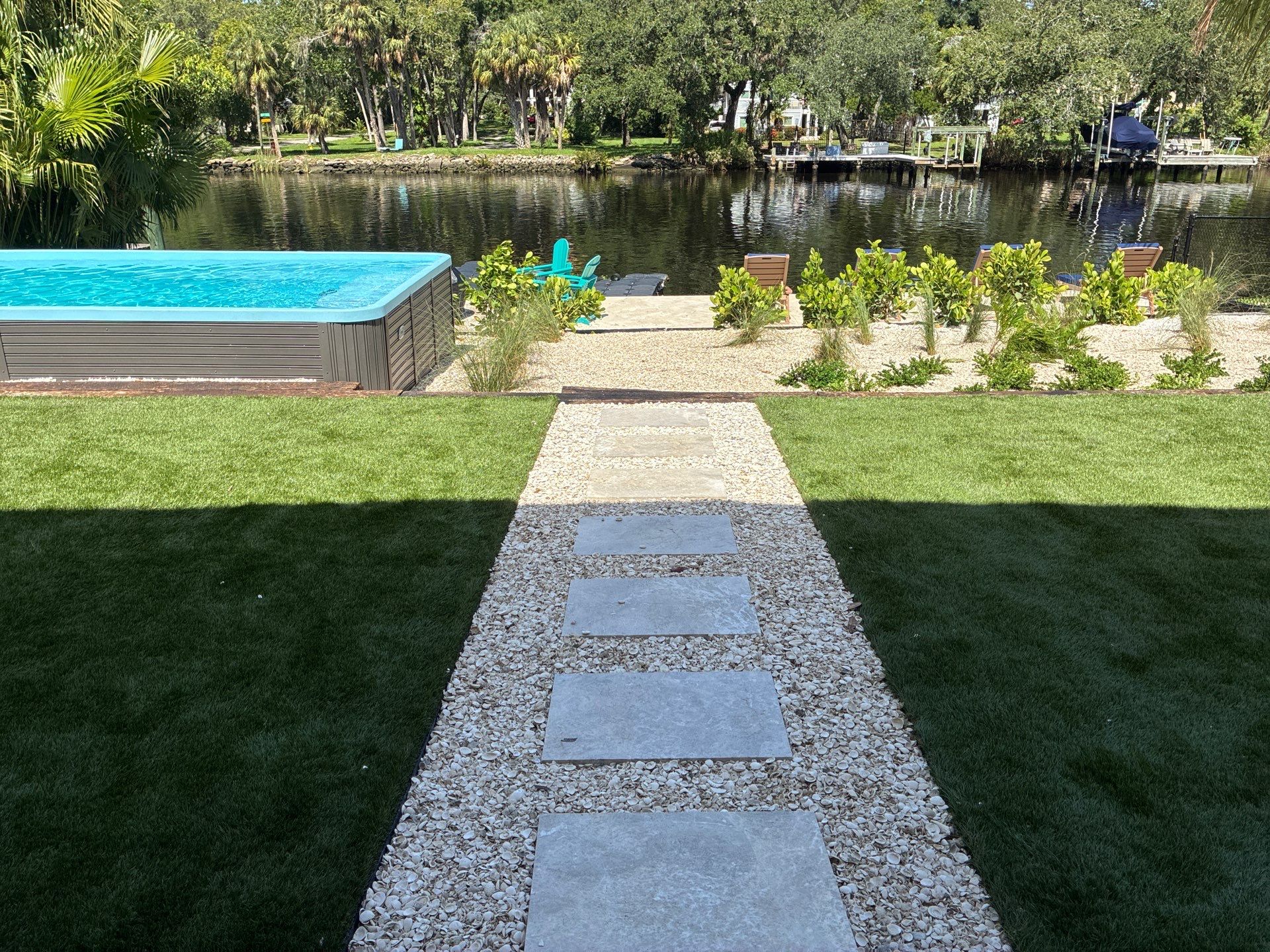 Grading back yard oasis by Level One Grading