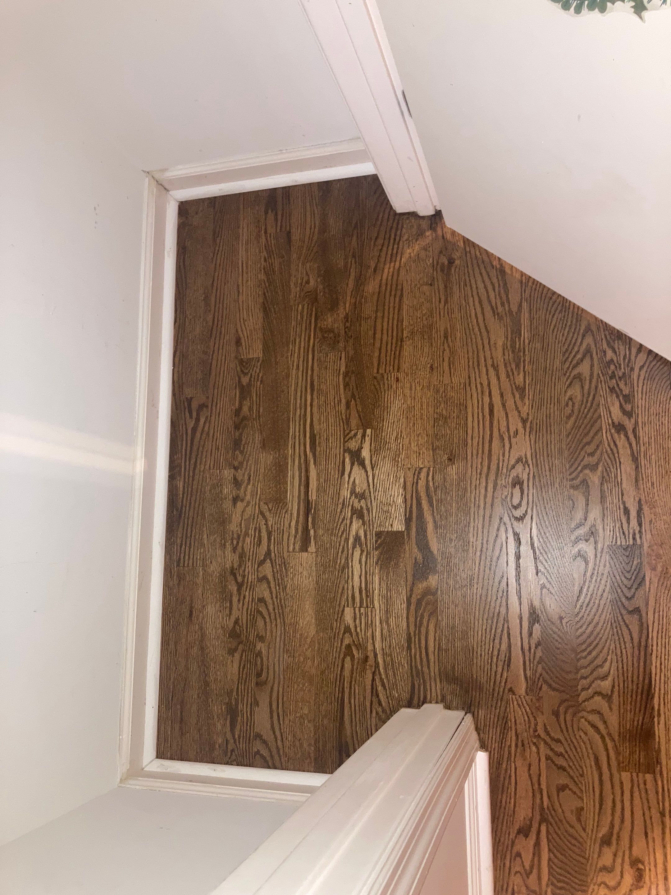 Red and White oak refinish with Duraseal Special Walnut Stain by Footprints Floors of Nashville