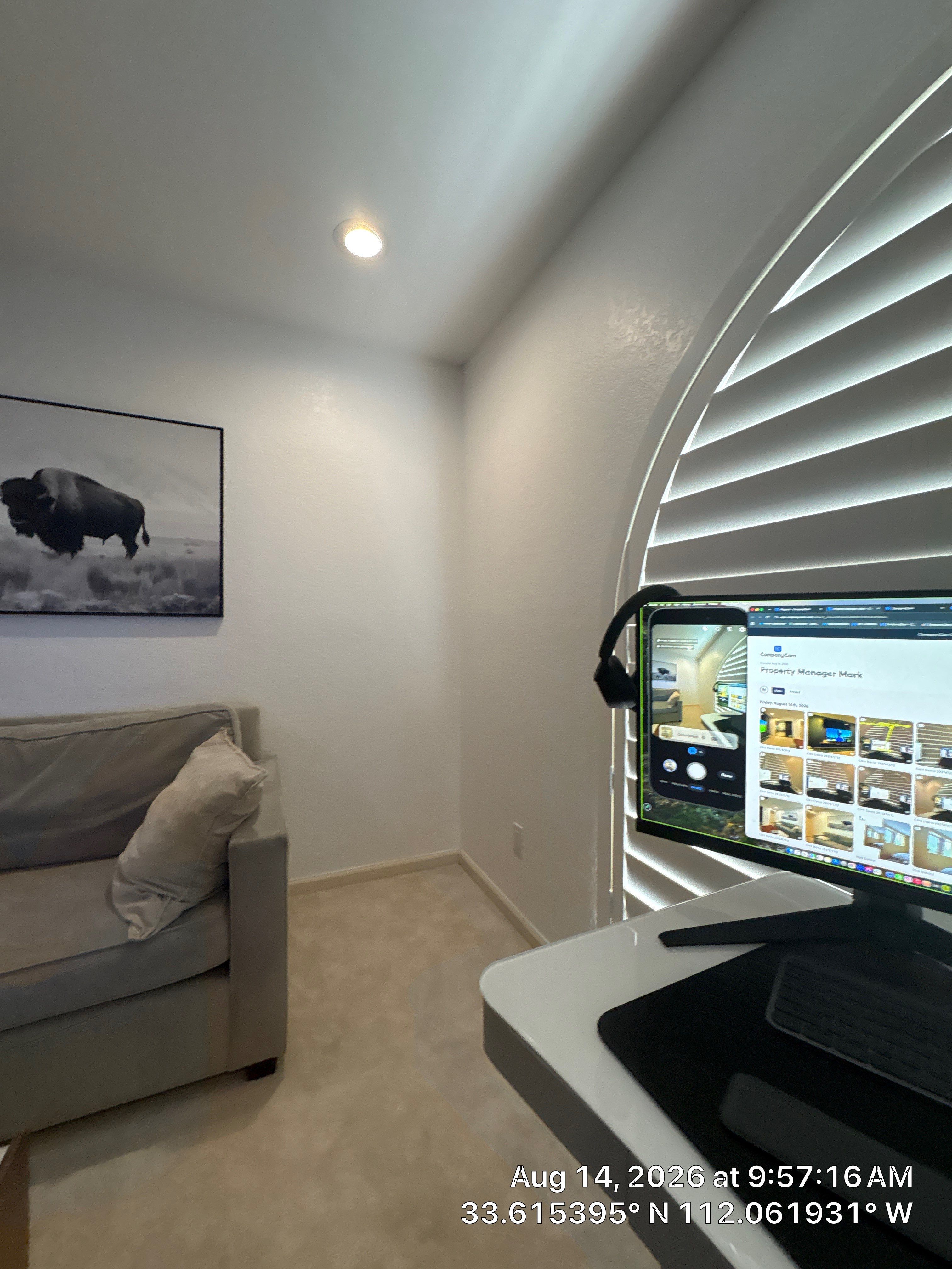 Custom Home Office and Media Wall Installation in Phoenix by CompanyCam Sales Demo