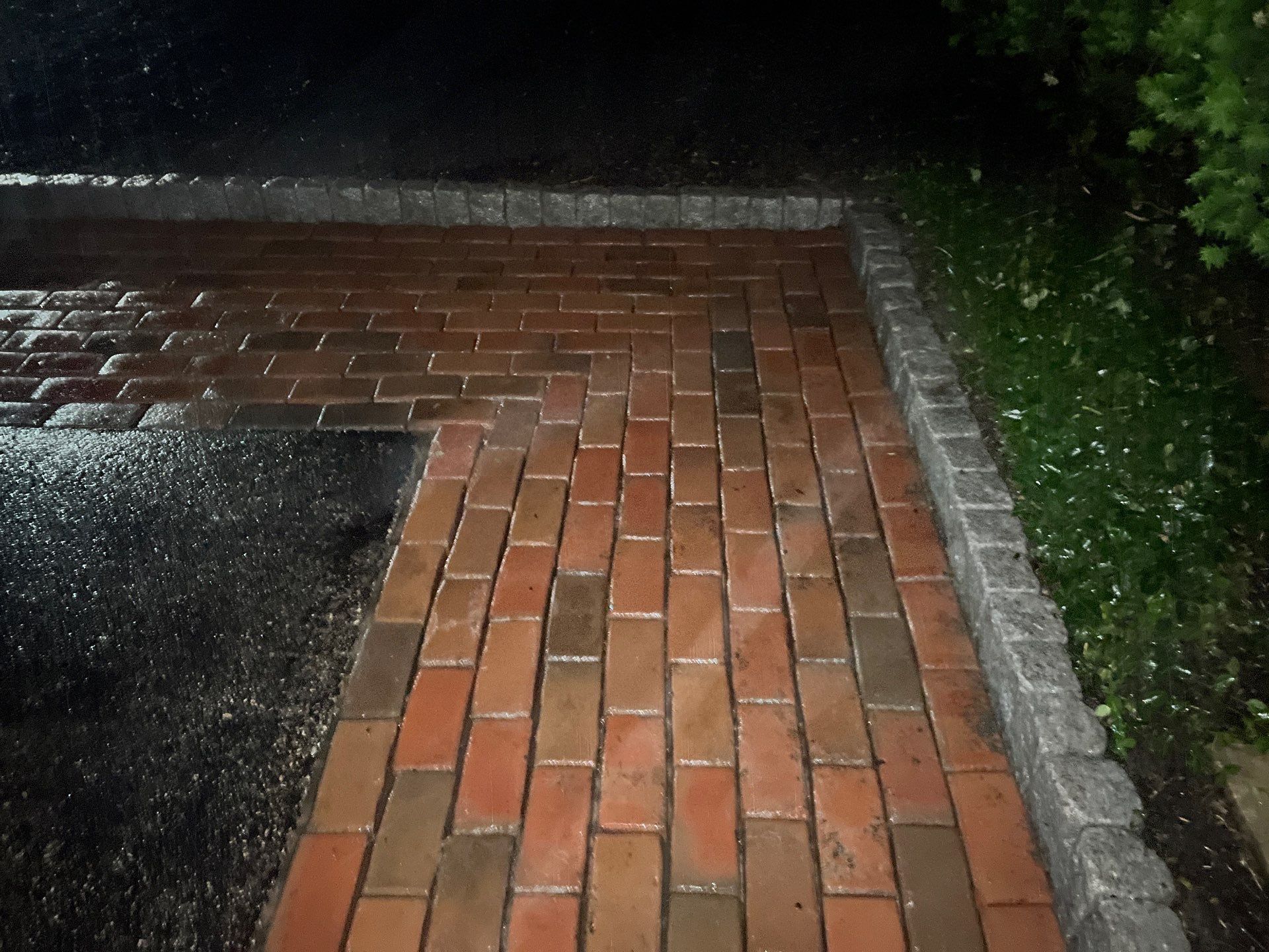 Brick paver clean, sand and seal.  using Algaecide, soft wash soap by Northern Power Washing LLC.