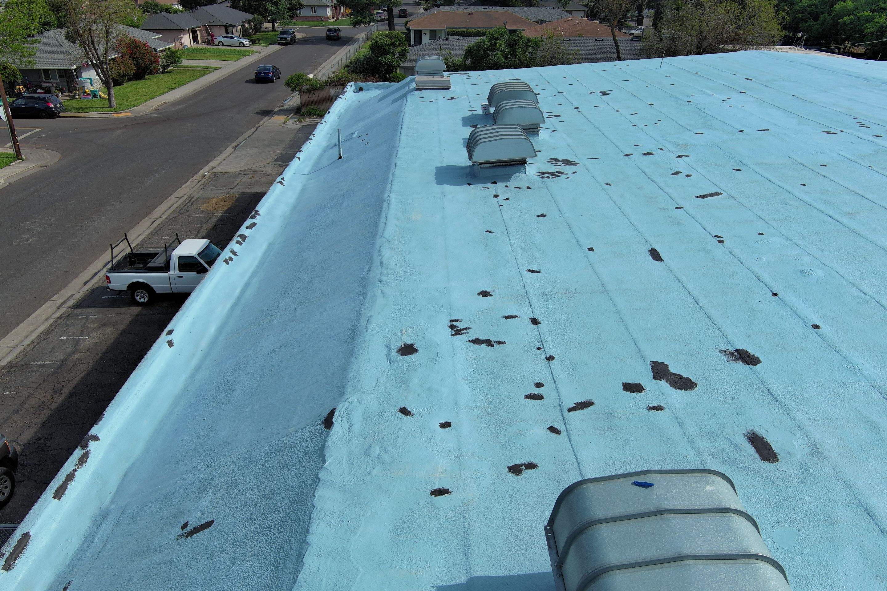 Foam Refurbish using Conklin Benchmark/PUMA XL coatings and spray foam by Straight Edge Roofing Inc