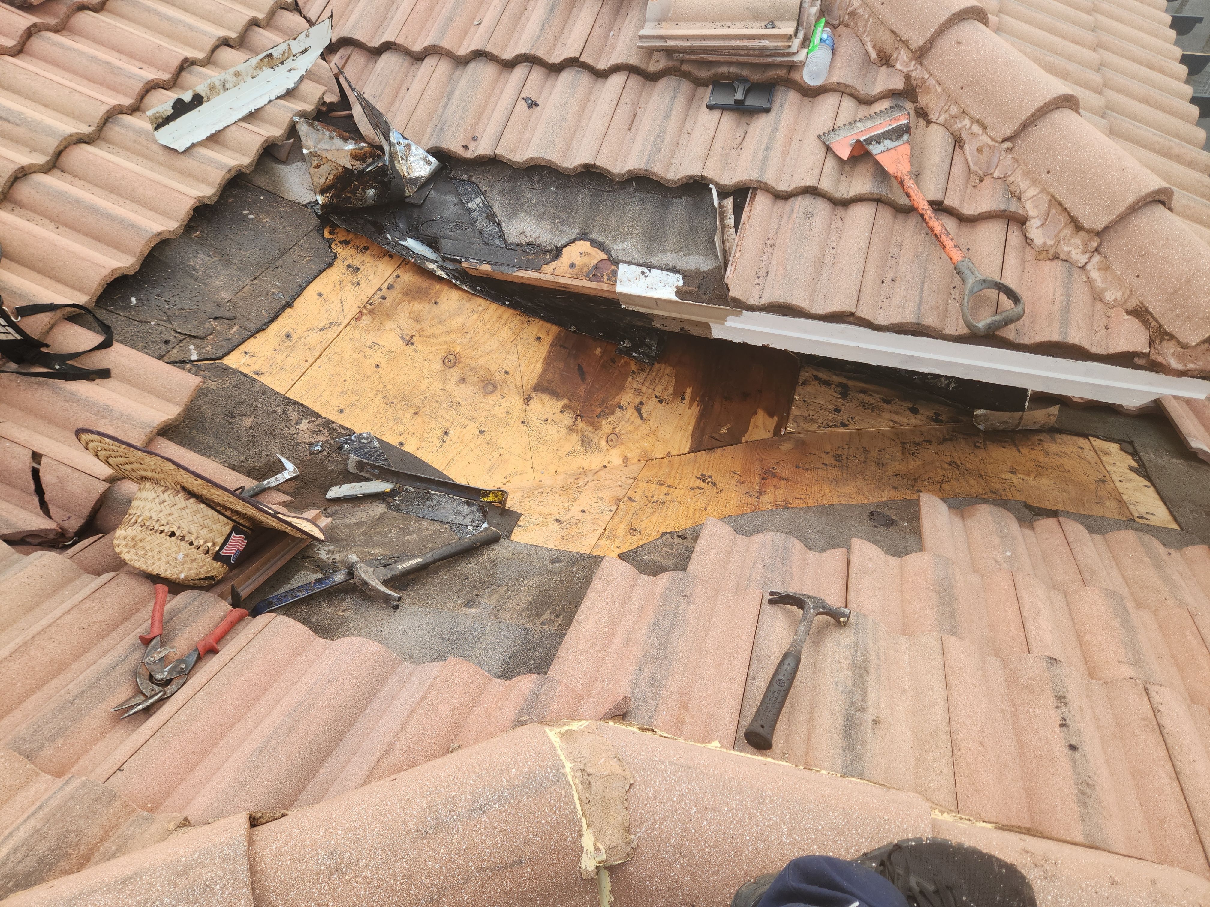 Tile Roof Leak Repair and Plywood Decking Replacement in Boynton Beach by Aastro Roofing