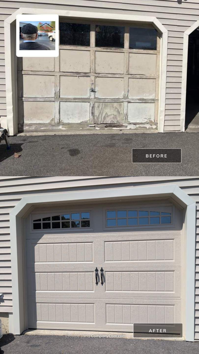 Garage Door Installation using Amarr Designer Choice door by DiGiorgi Roofing and Siding Inc