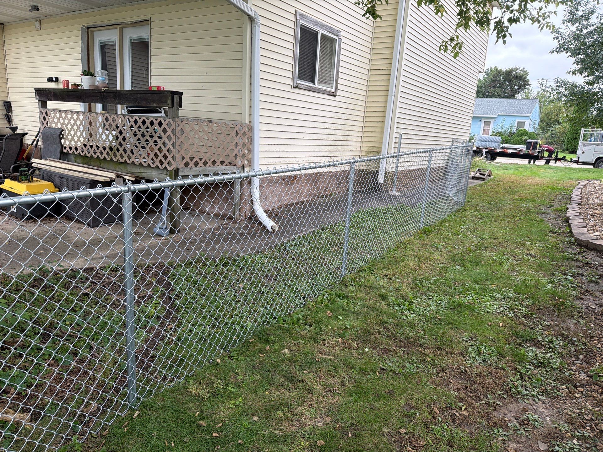 Tripoli Residential Galvanized Chain Link Fence with Double Gates by Perfect Picket Fence and Stain