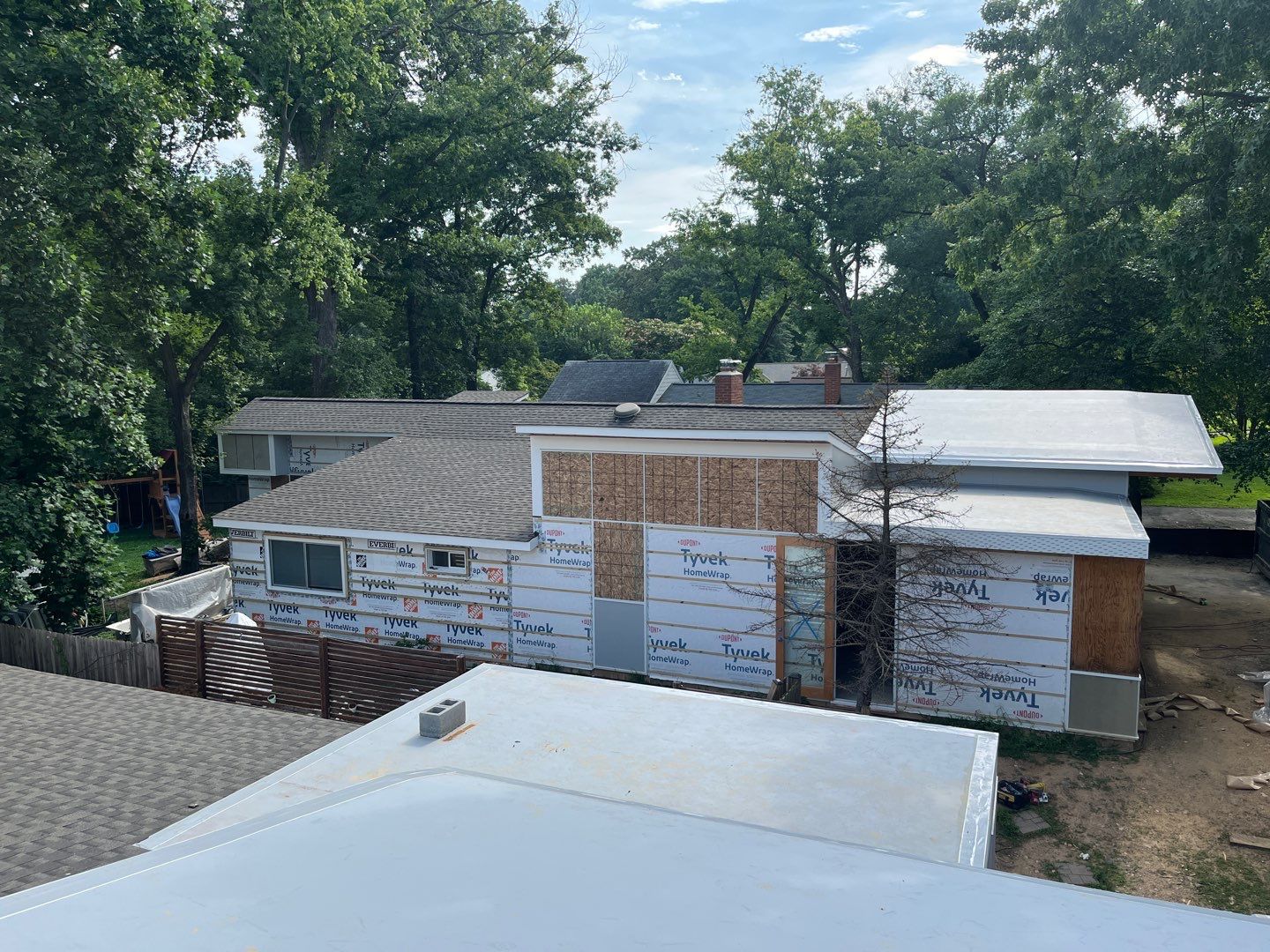 Residential Roofing Installation using Firestone TPO by RJC General Construction, LLC.