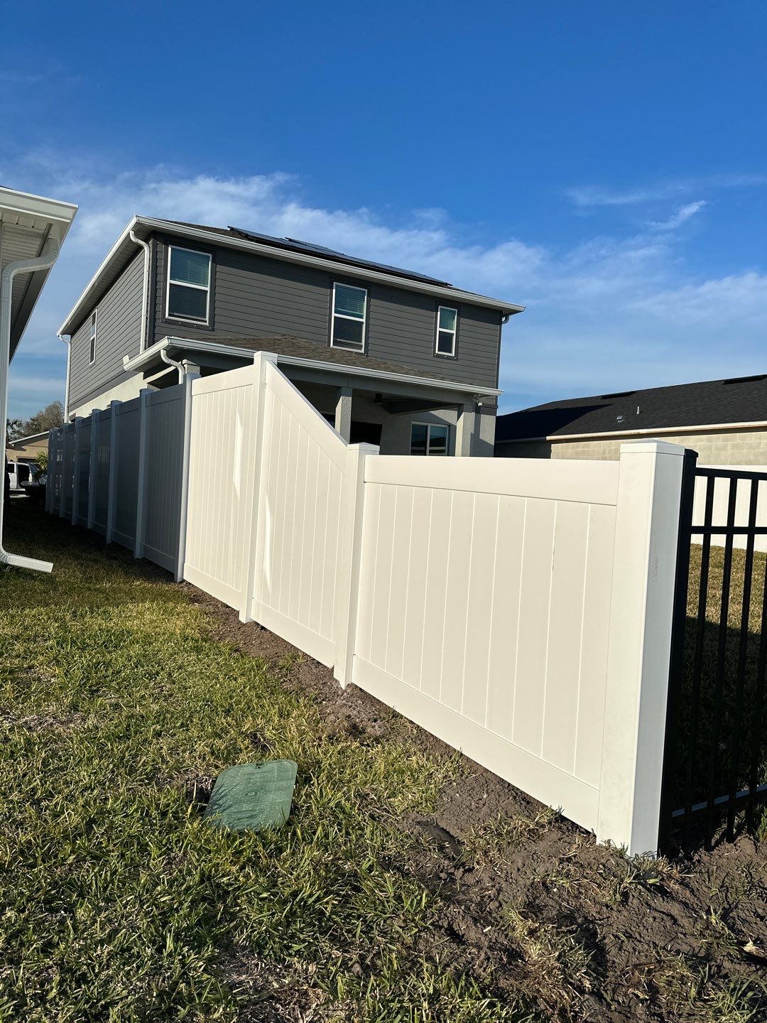 Vinyl Fence Installation using Black 3 Rail Aluminum and Vinyl Privacy Fence  by Asap fence and gates, LLC