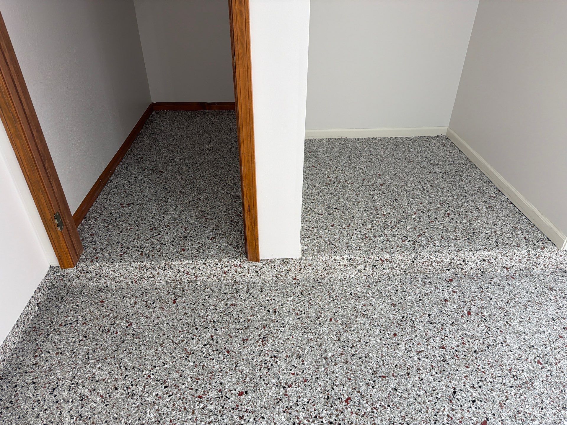 Custom Epoxy Flake Floor Coating and Ceiling Repair in Muskegon by Gordon Painting