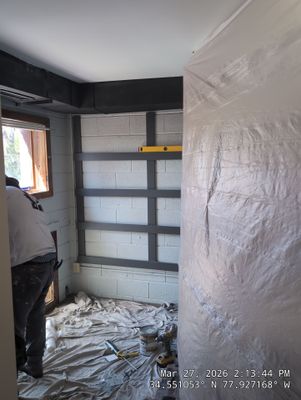 Office Accent Wall Installation Progress in Burgaw, NC