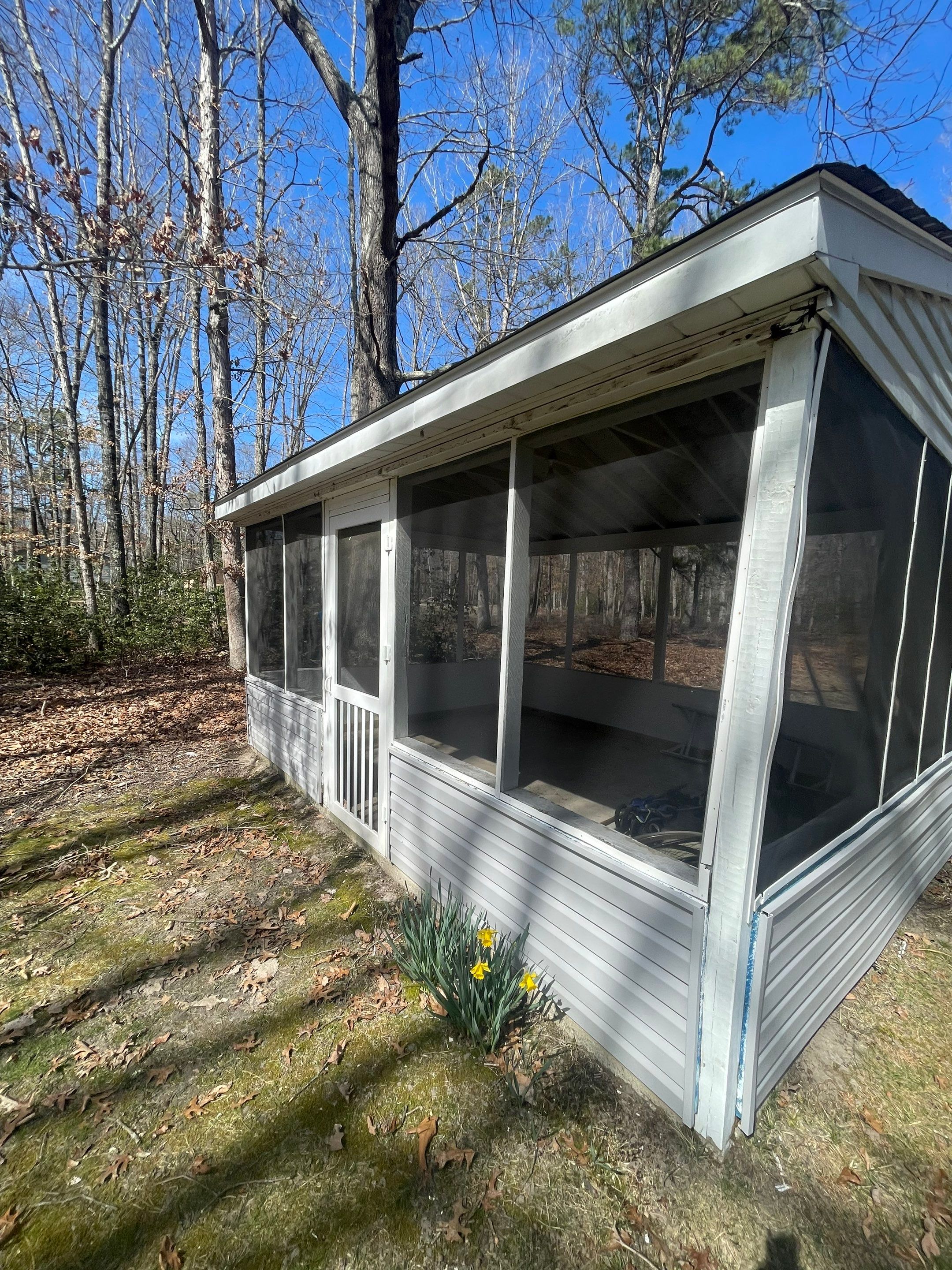 Pressure treated wood deck cleaned by SJ Exterior