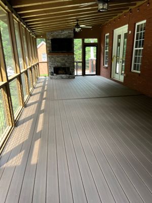 Lawrenceville, GA Deck Resurface using Deckorators Voyage Series with Timbertech LED Riser Lights