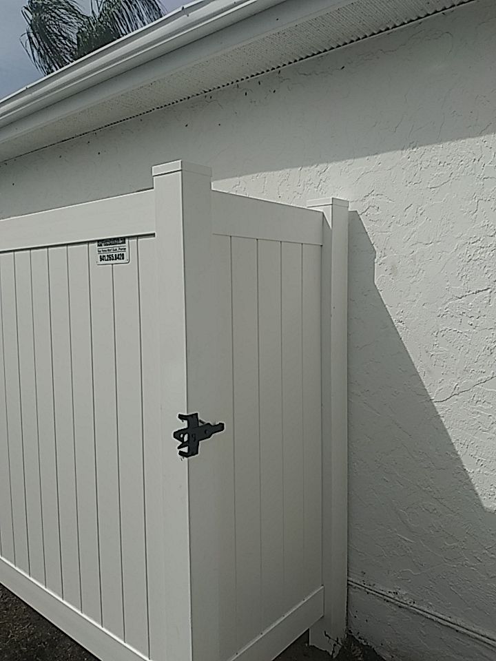 Vinyl privacy fence installation used as a shower enclosure.  by Asap fence and gates, LLC