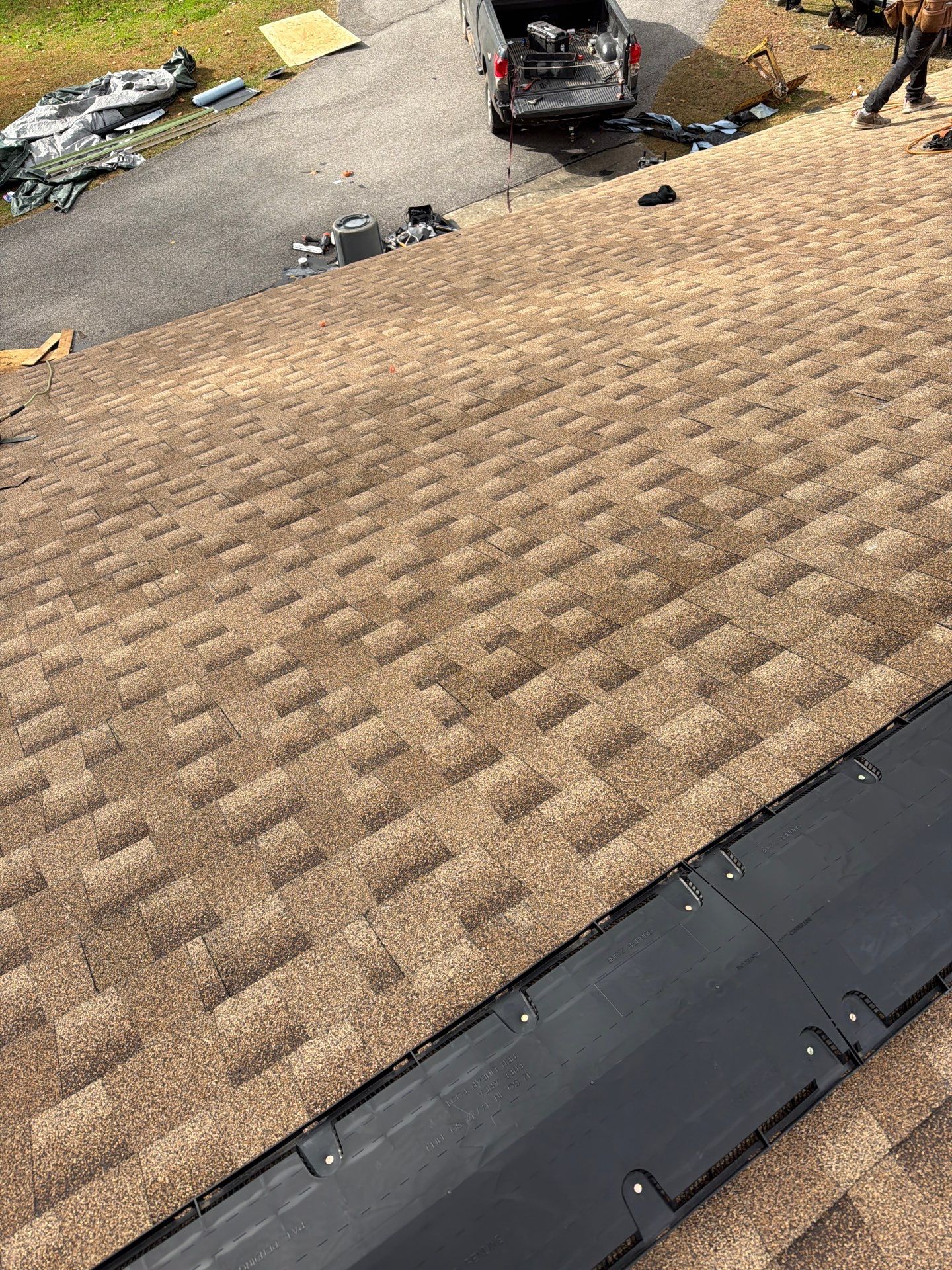 Garage Roof Installation using GAF Timberline HDZ Shakewood by Rainstoppers Roofing