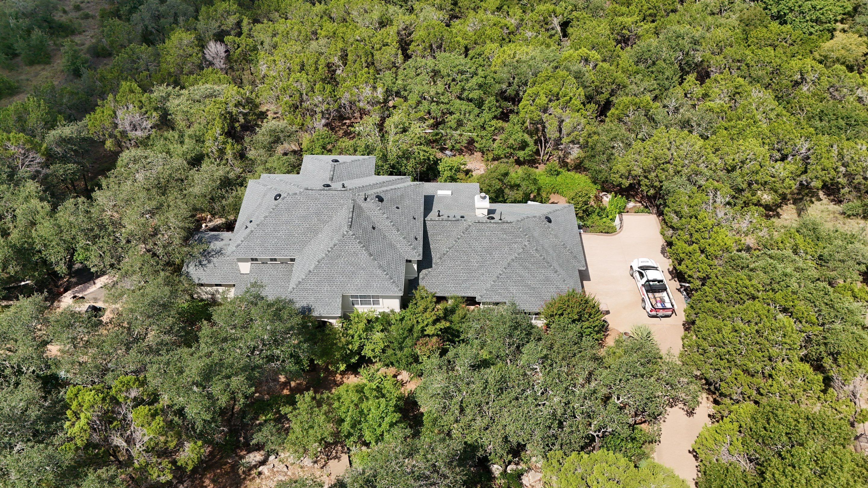 Residential Roof Replacement using GAF - HDZ - Slate by Action Exteriors Austin