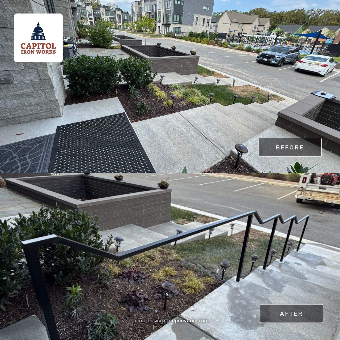 Minimalist Custom Handrail with Square & Rectangular Tubing – Bethesda, MD by Capitol Iron Works