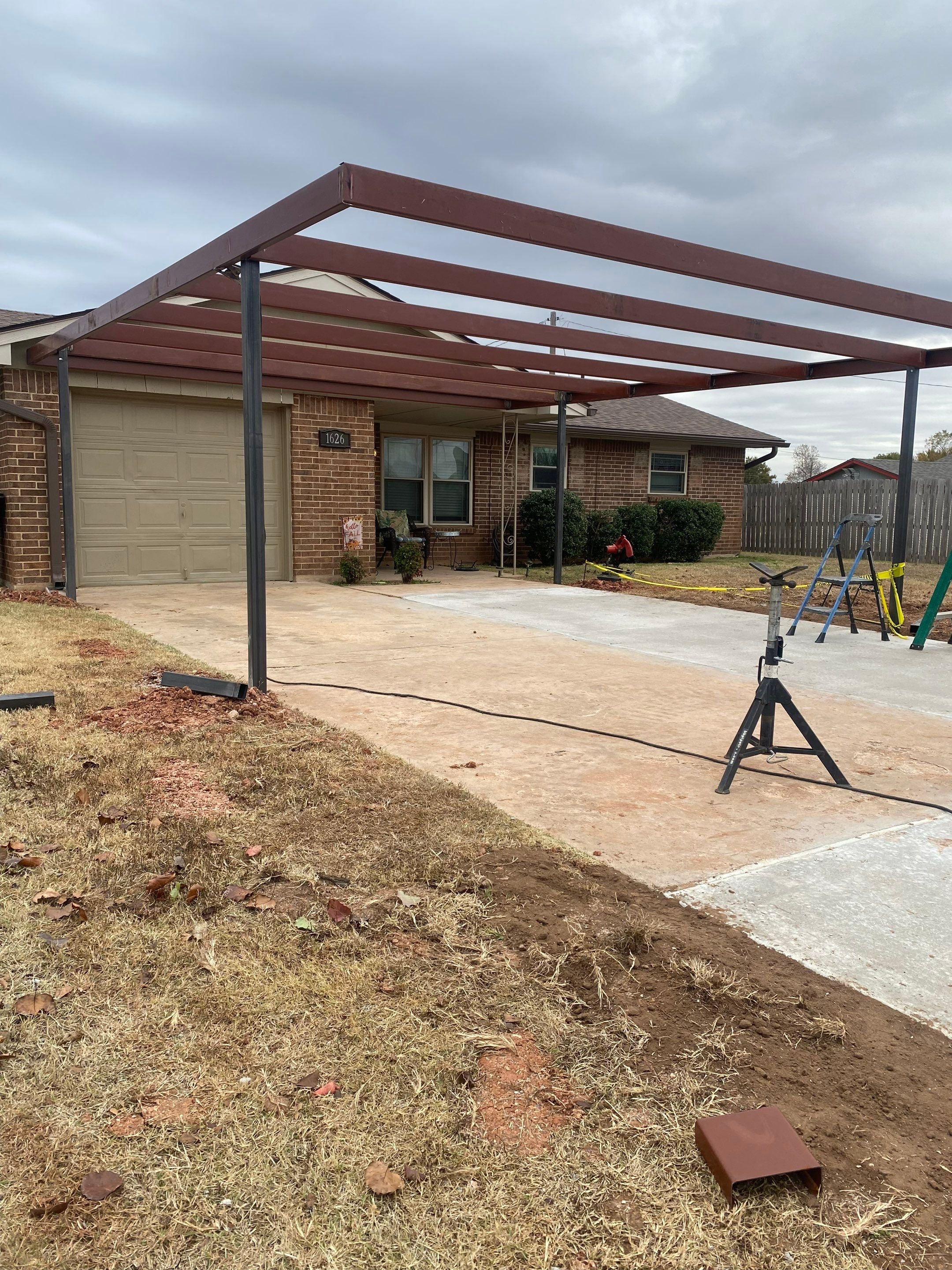 Concrete work and Carport Install by Clays Services Inc
