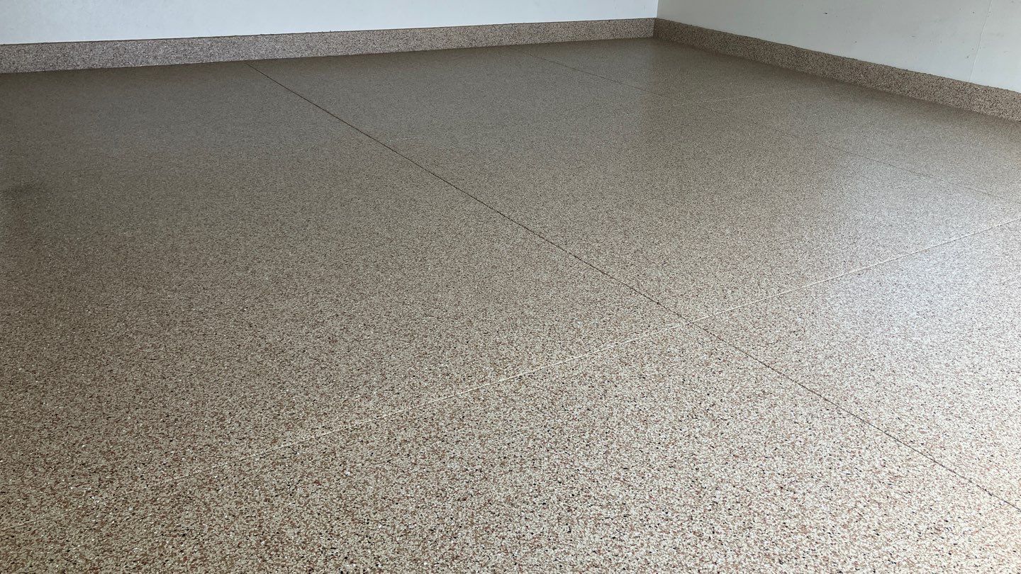 Pecan Floor Coating in Granger! by Innovative Spaces / Innovative Concrete Coatings