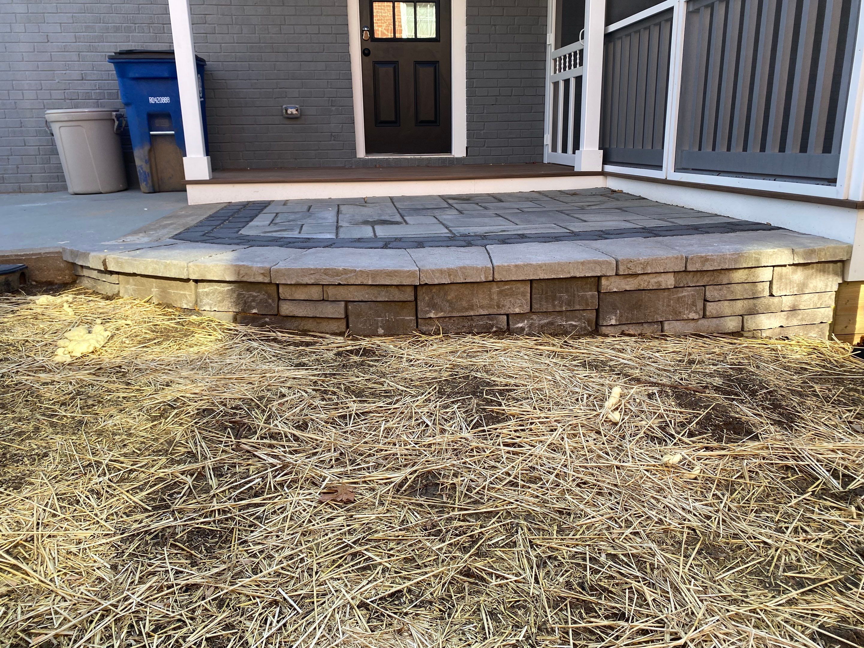 Retaining wall, walkway, small patio and landscape install by The Smet Companies, LLC