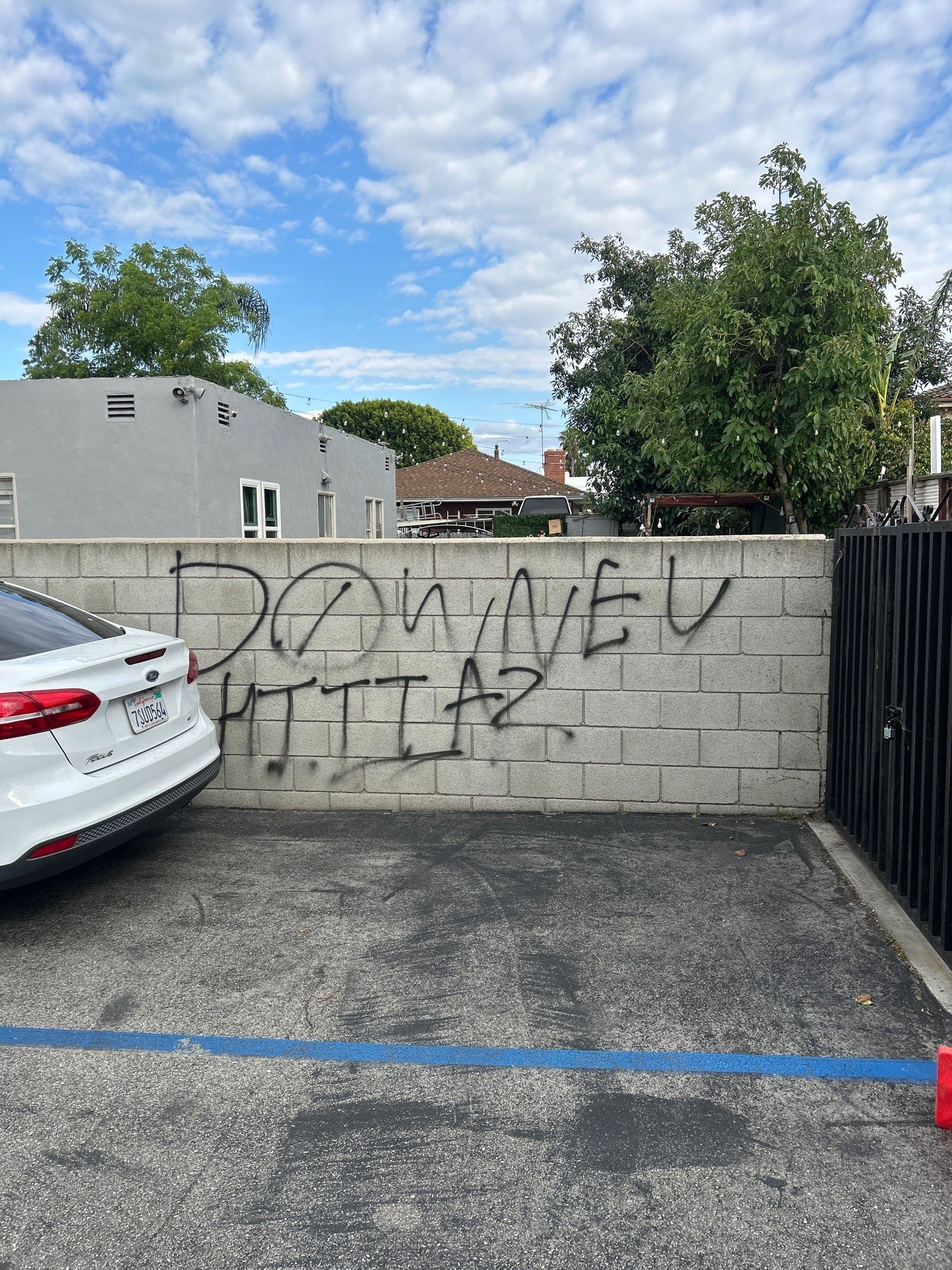 Sandblasting Graffiti Off Brick Wall In Downey, CA by La Power Washing Inc 