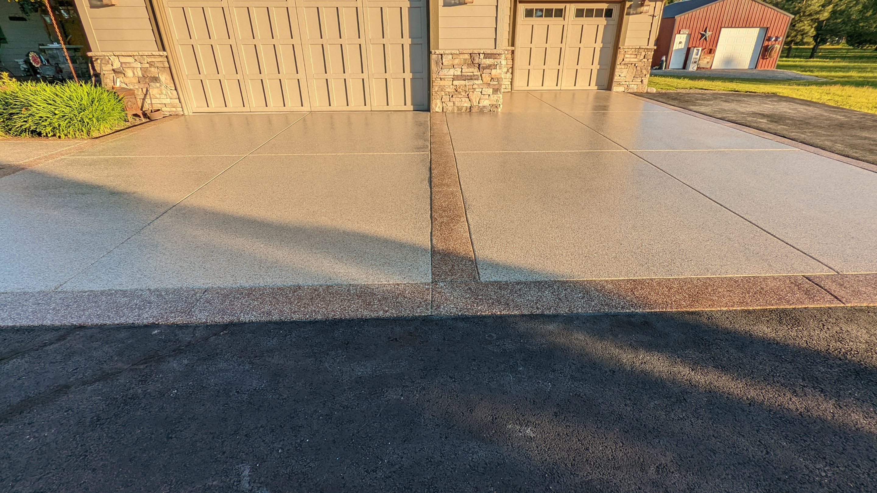 Driveway using Pecan and Chestnut Trim by Croc Coatings, LLC