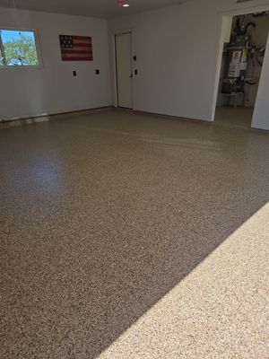 Atascadero Garage Floor Coating with Outback Simiron Decorative Chips