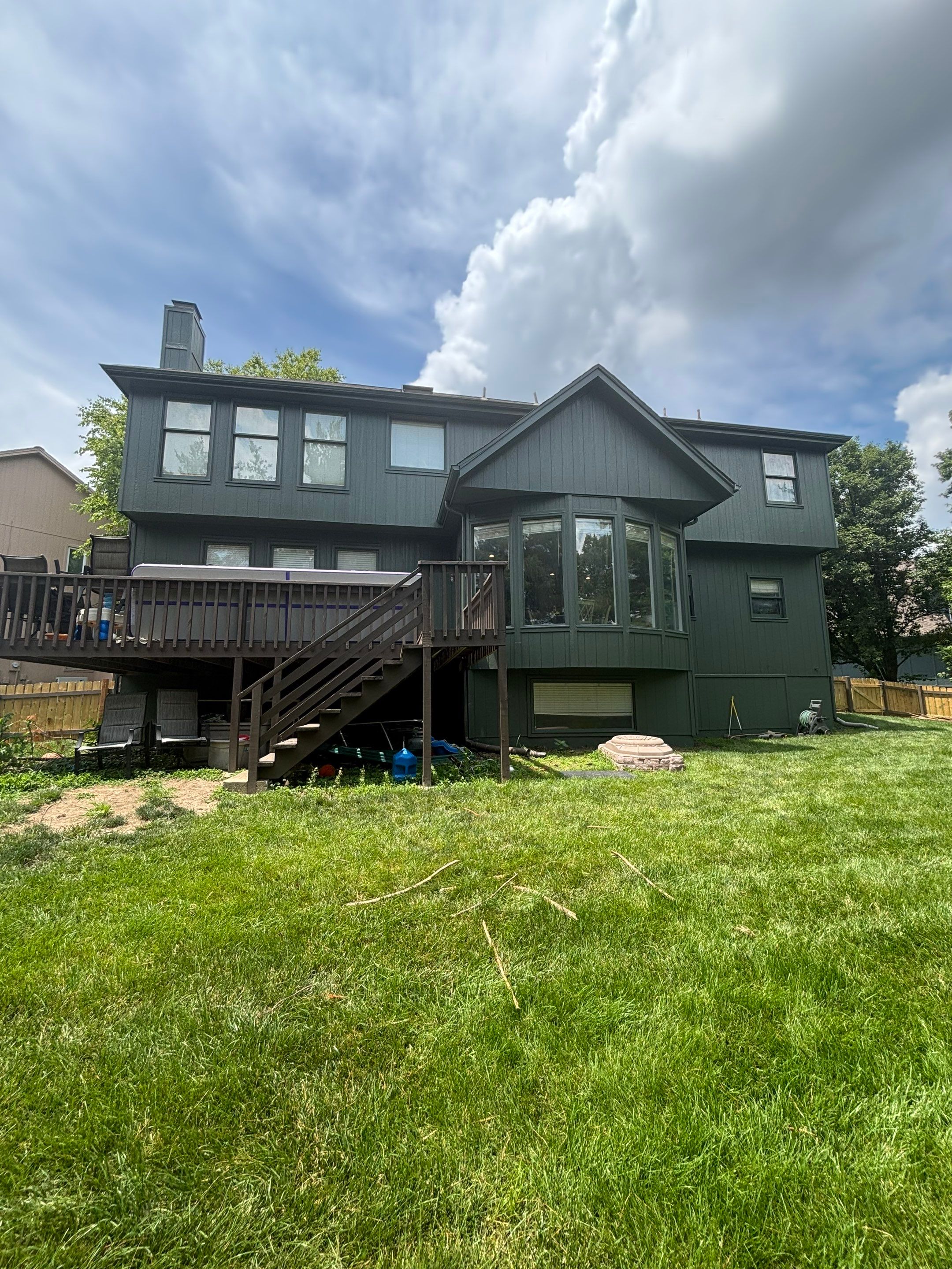 Exterior Painting and Wood Rot Repair for Overland Park Residence by Cougar Painting