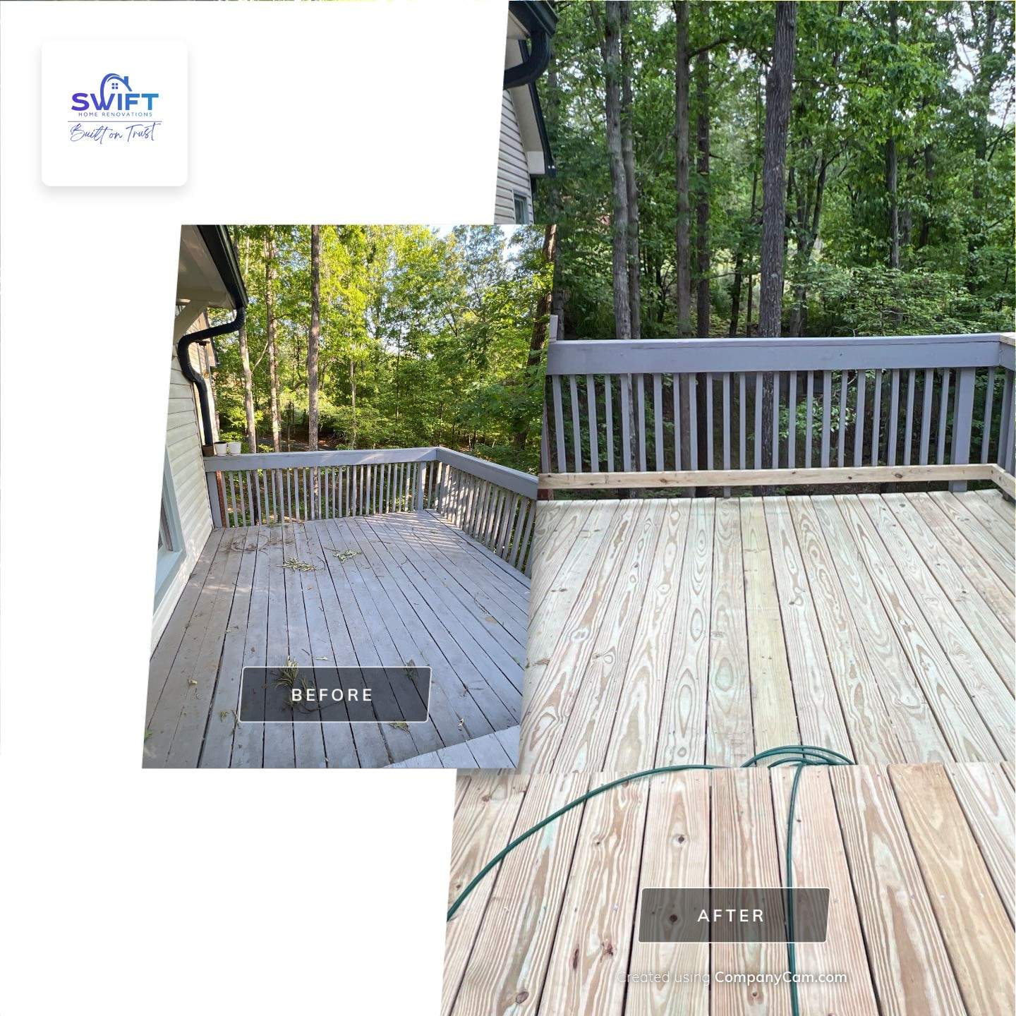 Pressure-Treated Wood Deck Resurfacing and Staircase Reconstruction in Canton by Swift Home Renovations