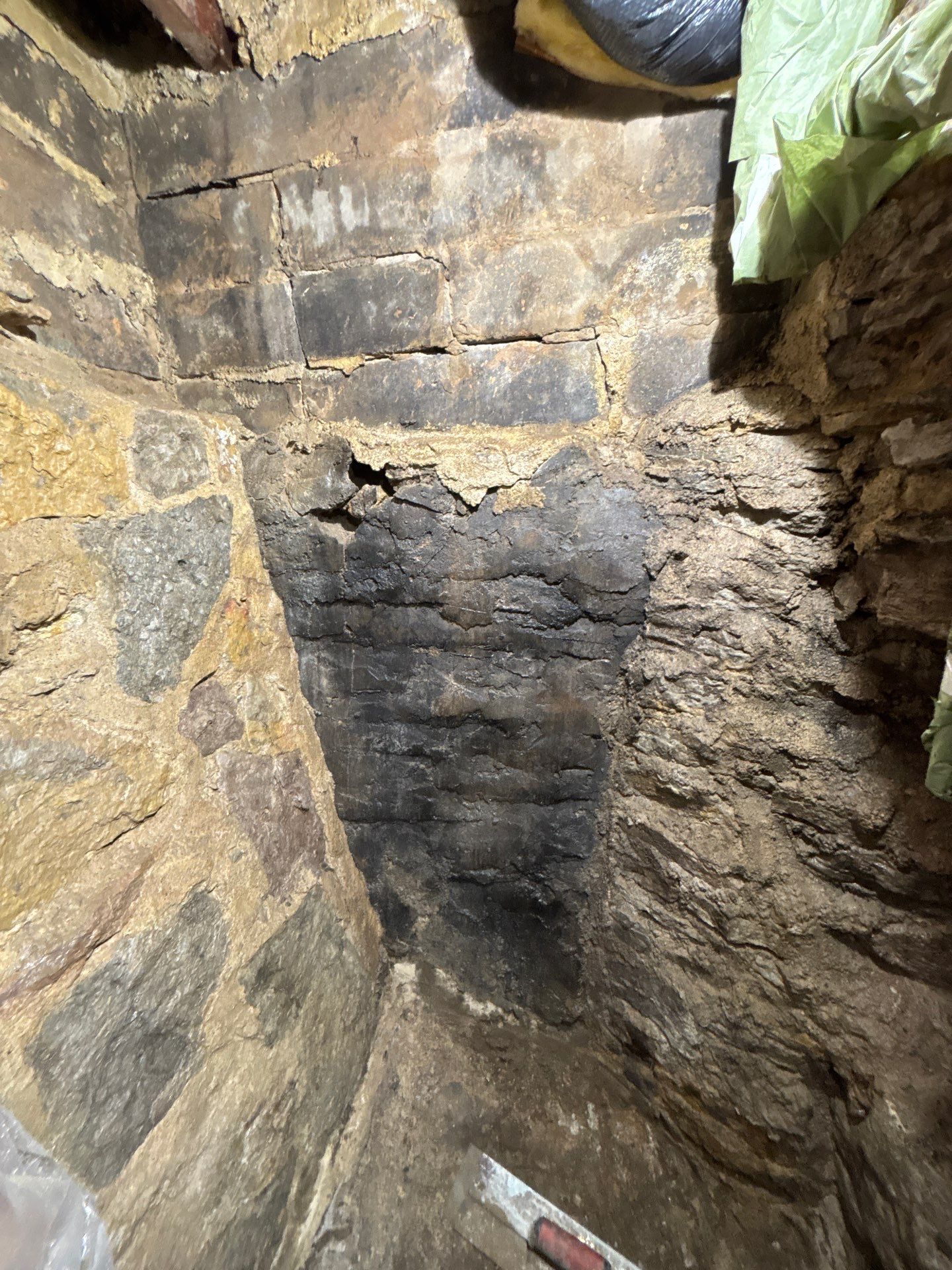 Parge Coating Drew's Stone Foundation by Waterproofing Northeast