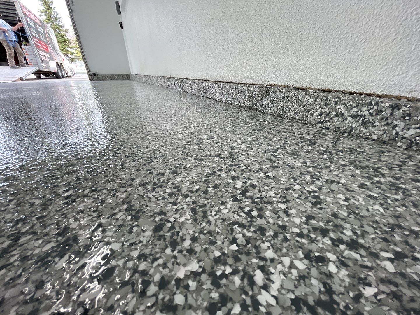 Garage Transformation using Slate Stone by Croc Coatings, LLC