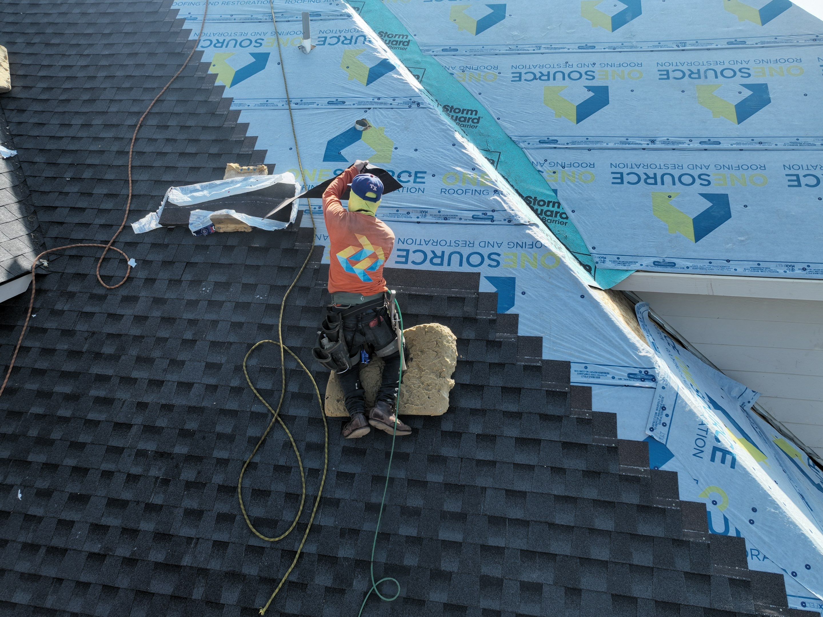 Residential Roofing Installation using GAF Timberline HDZ Charcoal by OneSource Roofing and Restoration