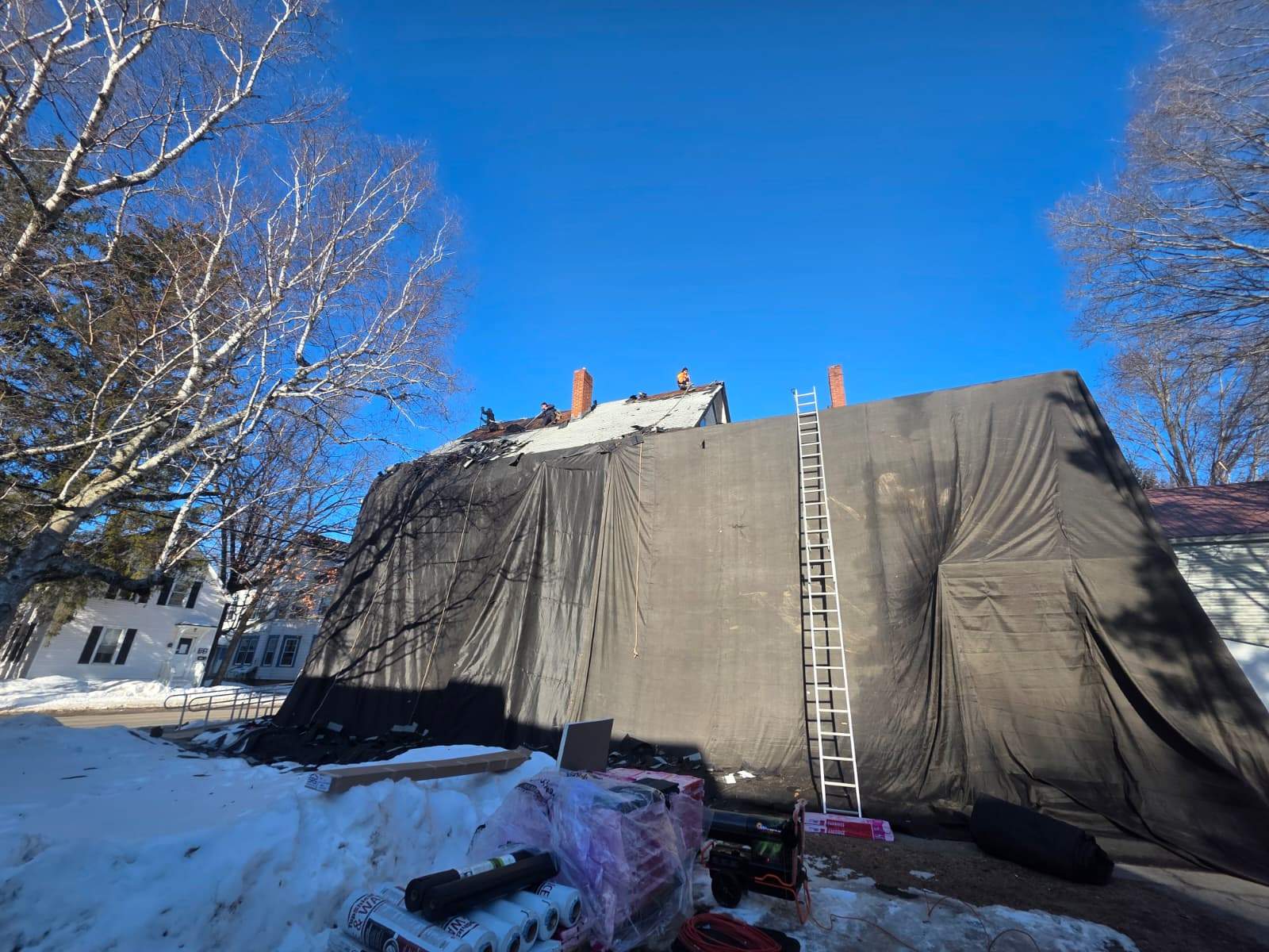 Full Roof Replacement in Maine – Two-Layer Tear-Off, Chimney Removal & Low-Slope Conversion by JOHNNYS PRO