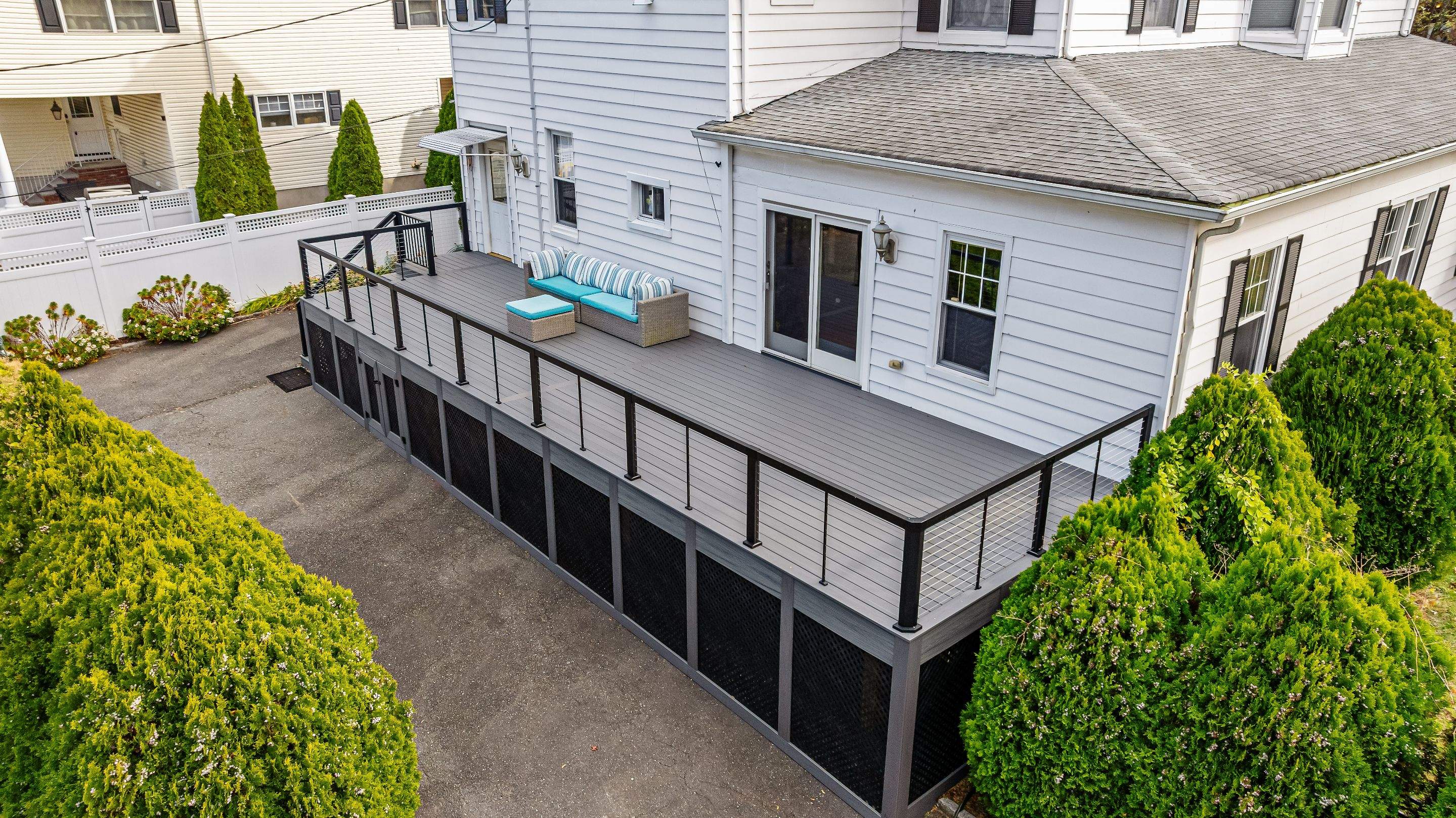 new deck with cable rails in Montclair NJ by deck guardian