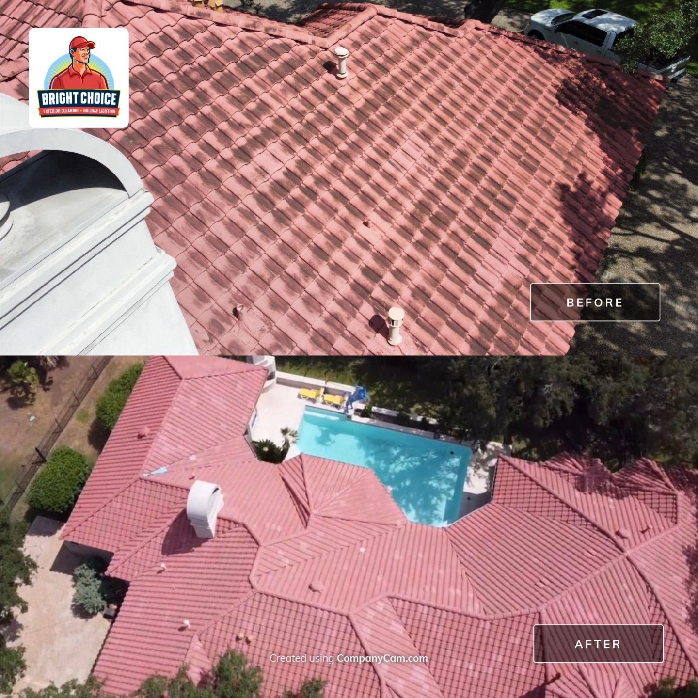 Tile Roof Wash Project in San Antonio by Bright Choice
