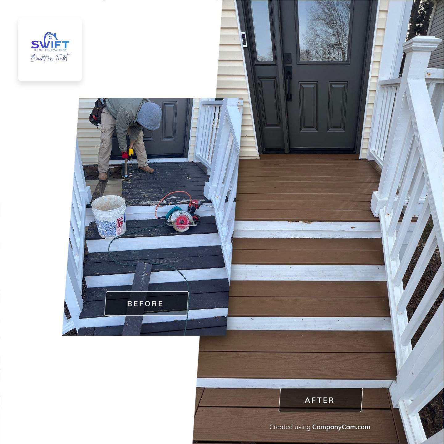 Composite Stair Tread and Railing Replacement in Marietta, Georgia by Swift Home Renovations