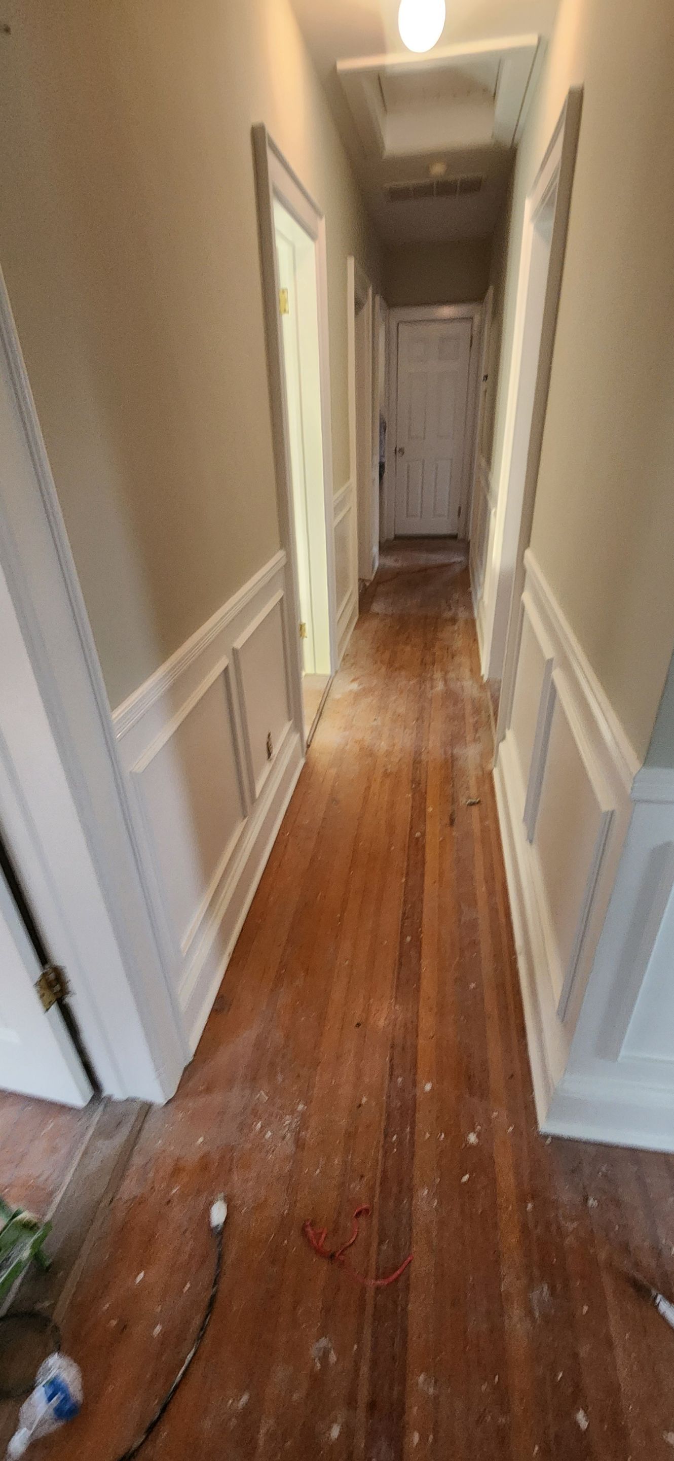 Sand & Refinish with Board Repair using Duraseal Golden Oak and Coffee Brown w/ Loba Satin Finish by Footprints Floors Morristown