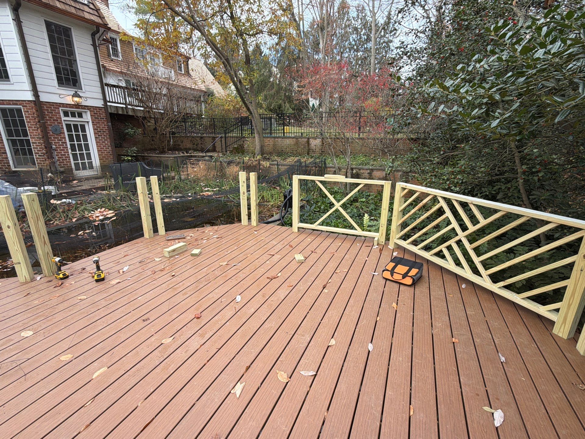 Custom Composite Deck Replacement with Geometric Railing in Bethesda, MD by Jakari Restoration & Construction LLC