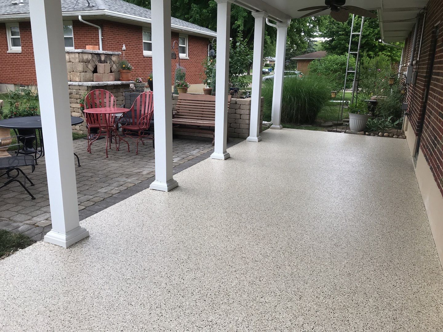Garage Floor and Patio using Driftwood by Your1DayFloor.com