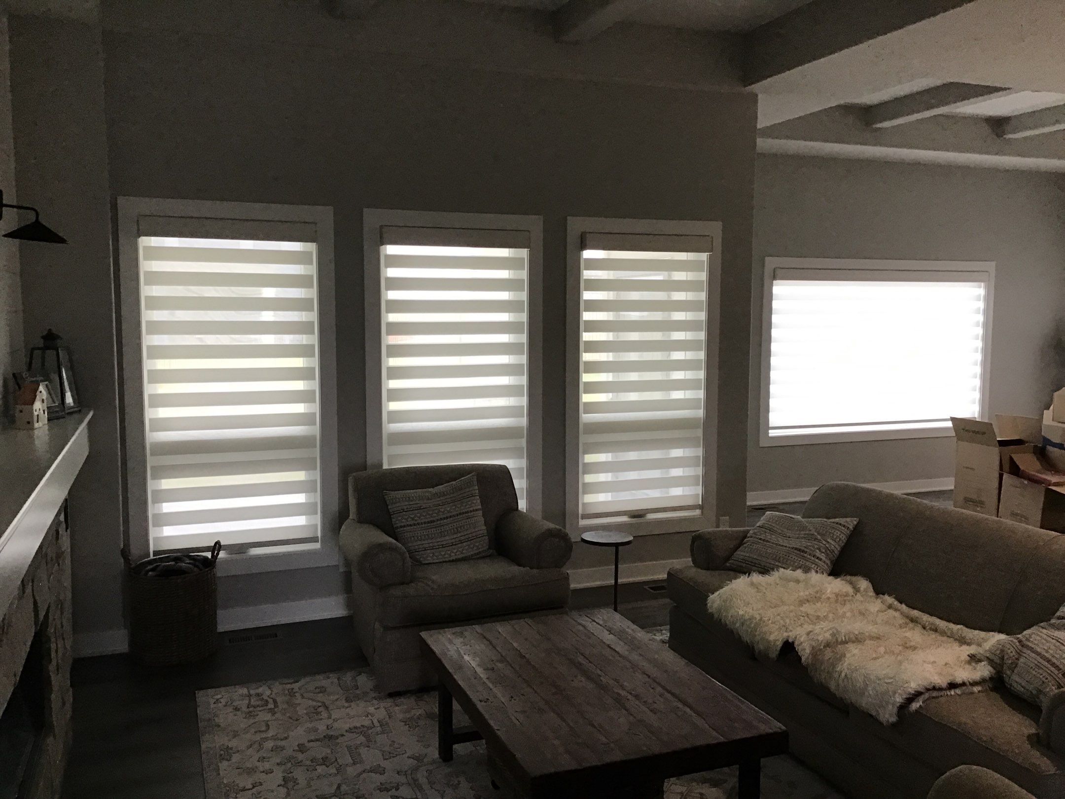 Banded Shades in New Papillion Home by Custom Blinds & Design
