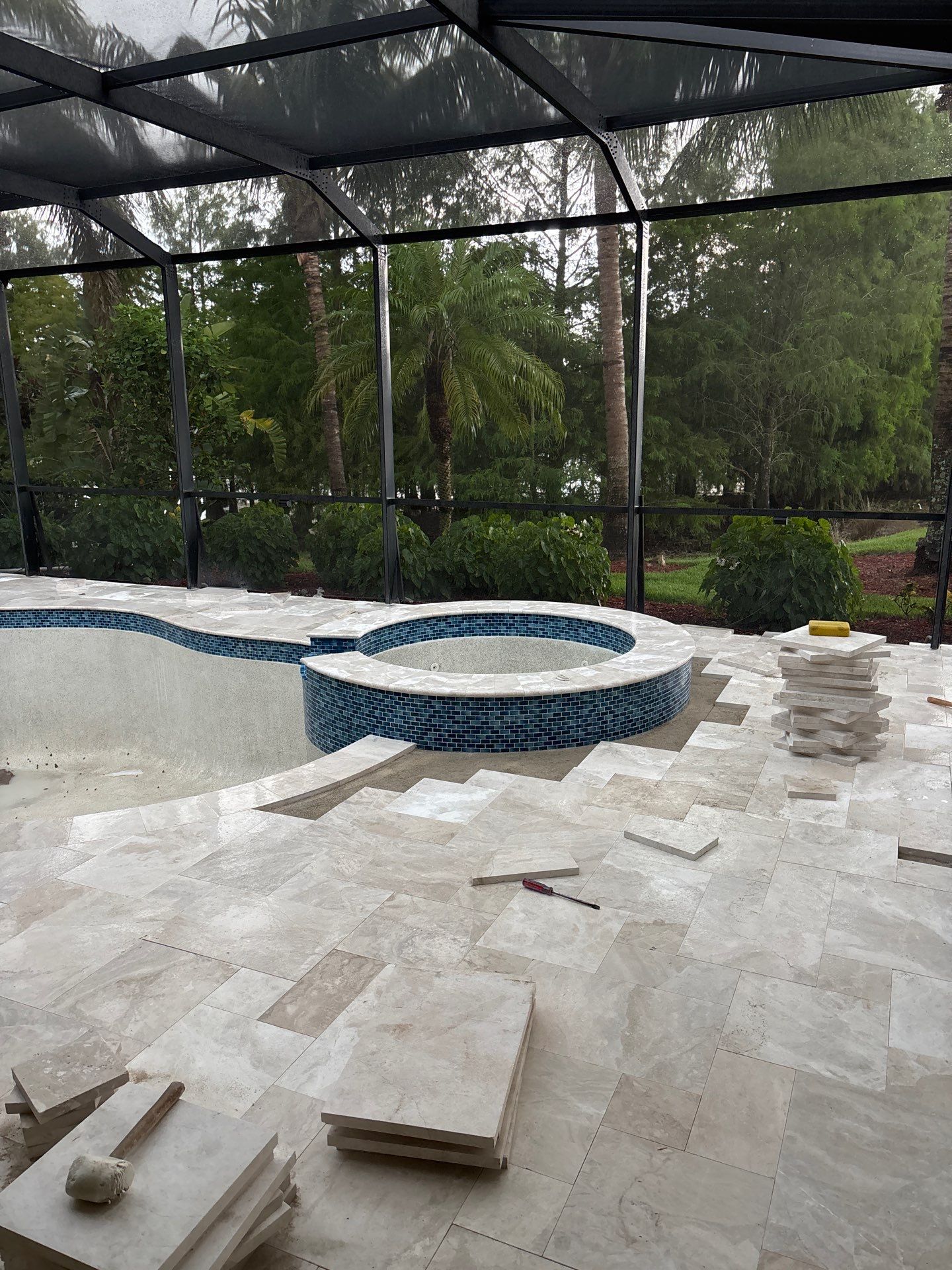 Textured Marble Pool Deck - Bonita National Golf & Country Club by Old Town Pavers Llc